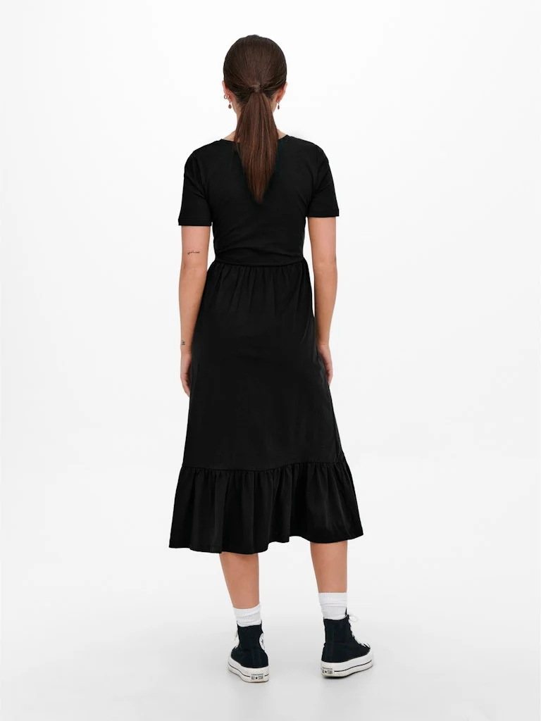 Only naisten mekko, ONLMAY LIFE S/S PEPLUM CALF DRESS JRS Musta - Image 2