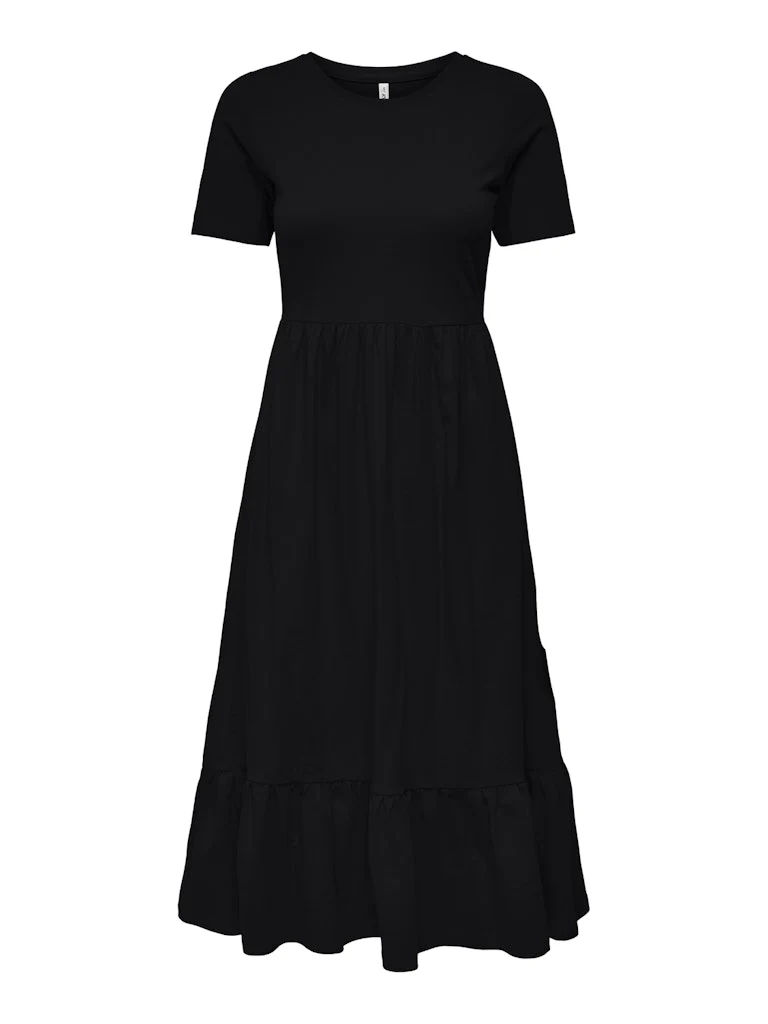 Only naisten mekko, ONLMAY LIFE S/S PEPLUM CALF DRESS JRS Musta - Image 3