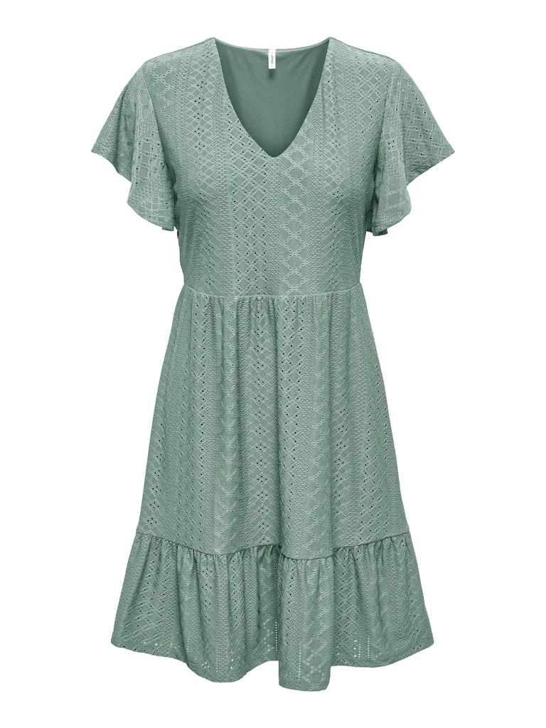 Only naisten mekko, ONLSANDRA S/S V-NECK DRESS Mintunvihreä - Image 4