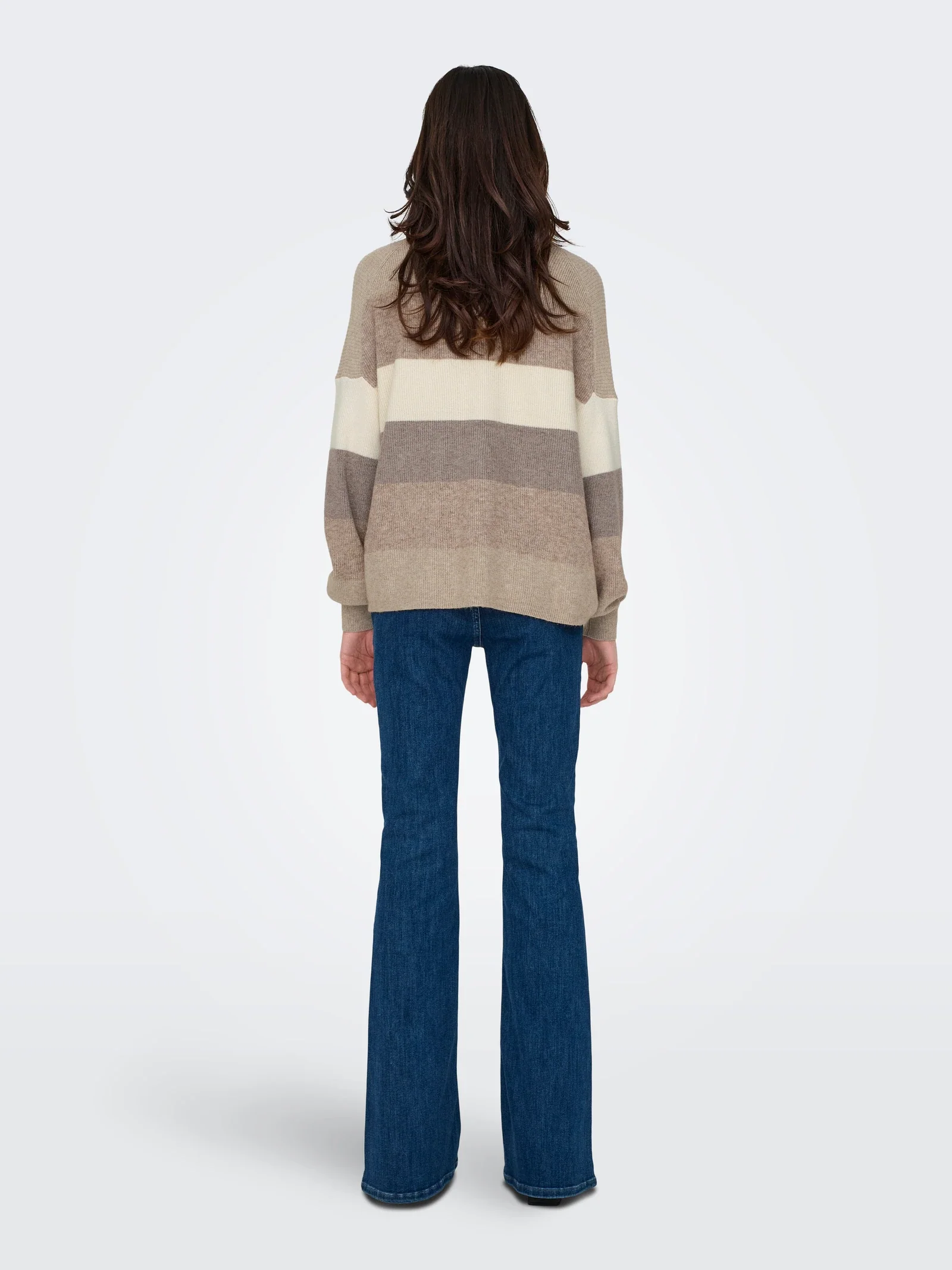 Only naisten neuleet, ONLATIA LS STRIPE PULLOVER Kuosillinen Beige - Image 2