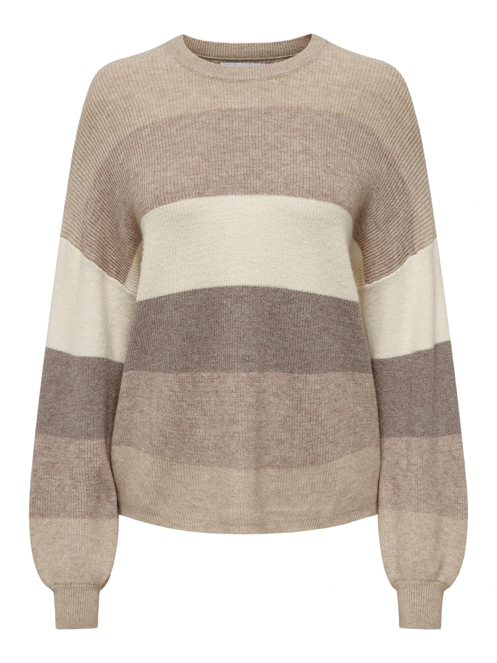 Only naisten neuleet, ONLATIA LS STRIPE PULLOVER Kuosillinen Beige - Image 3
