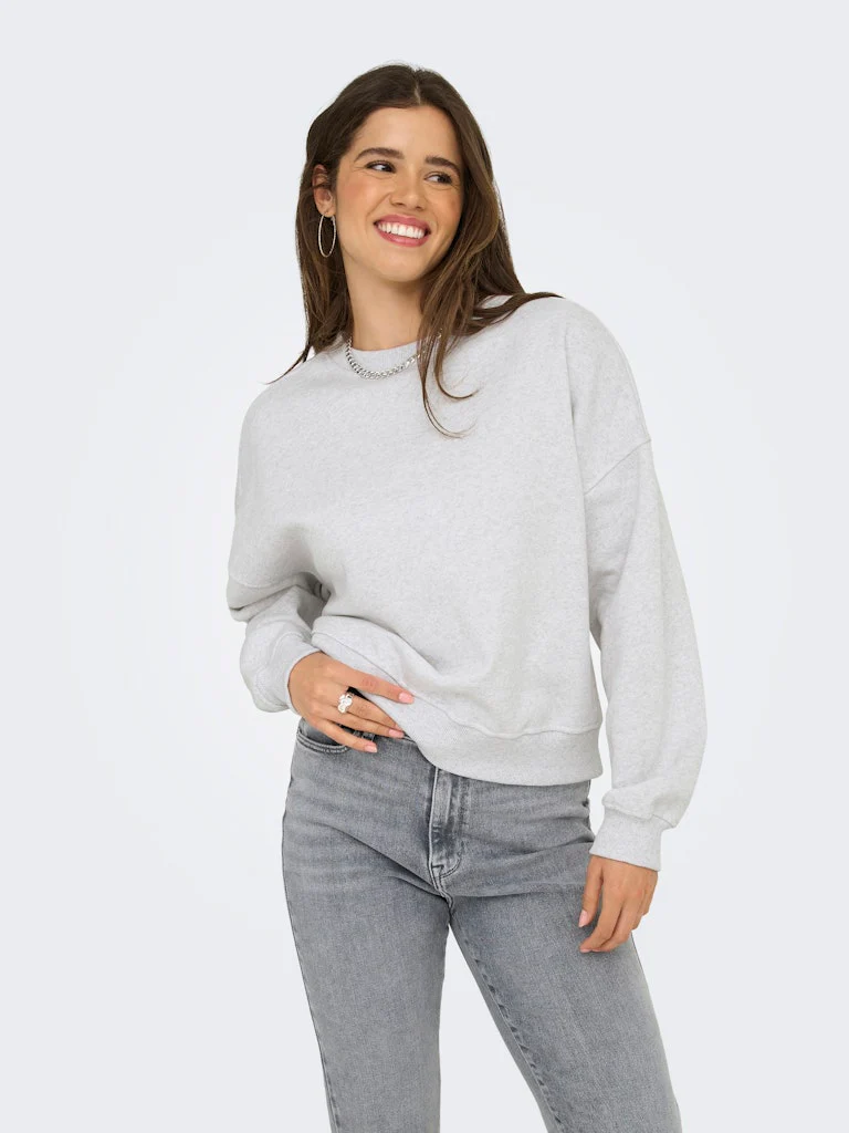 Only naisten svetari, ONLDAZE LS CREW NECK Vaaleanharmaa