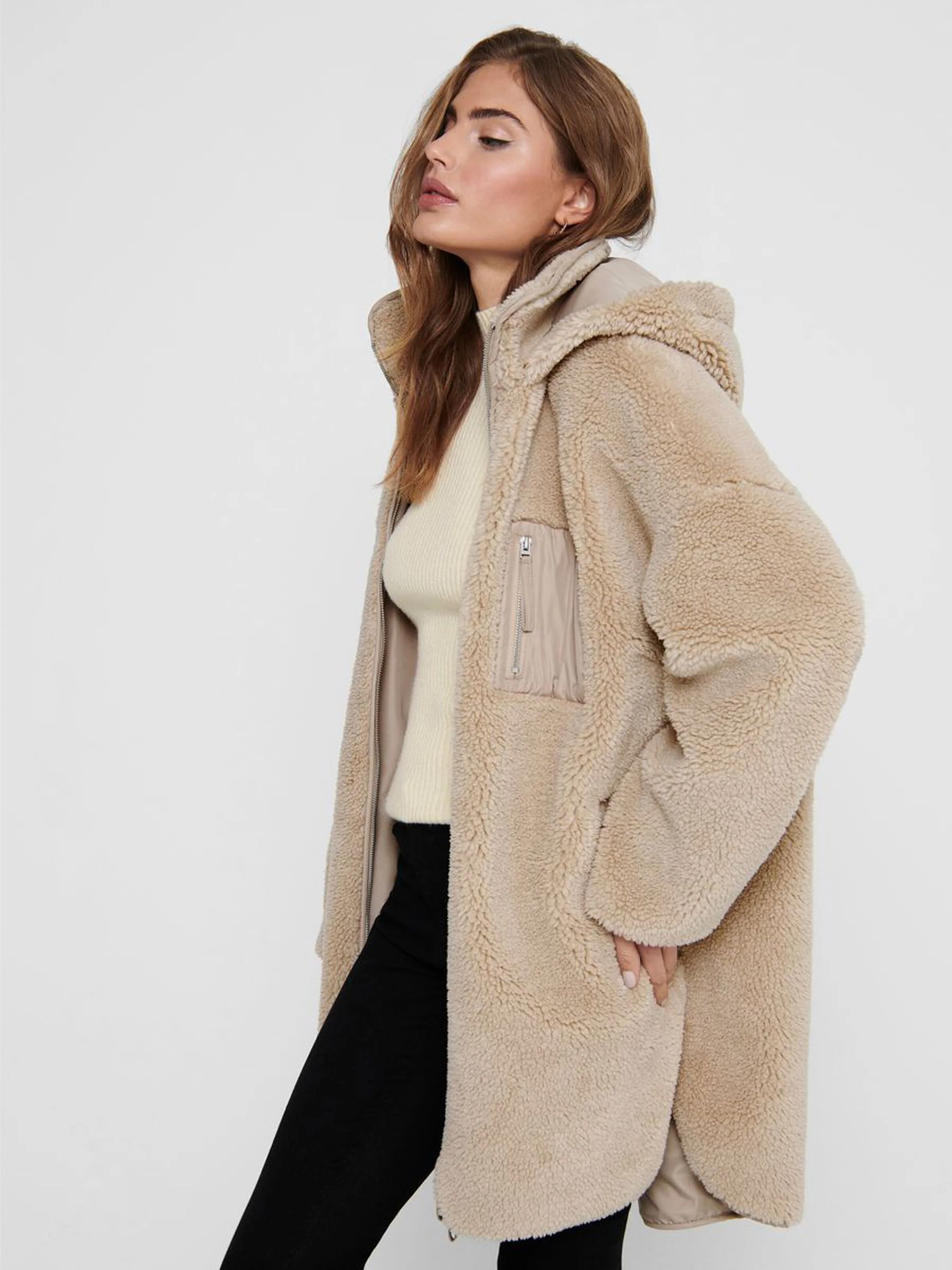 Only Naisten Teddytakki ONLSASCHA SHERPA JACKET CC OTW Luonnonvalkoinen - Image 7