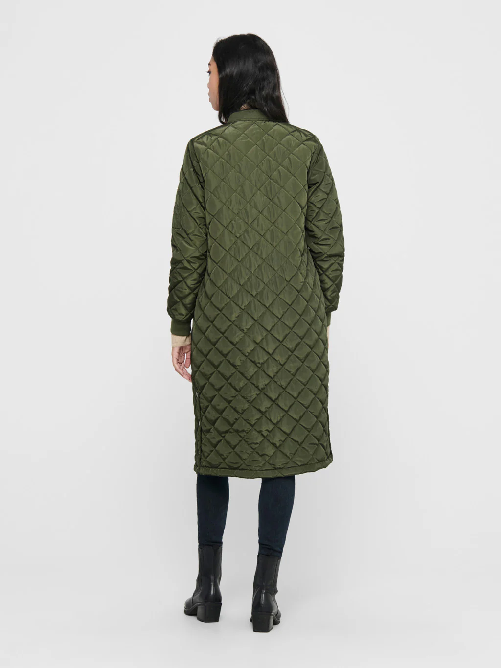 Only Naisten Tikkitakki ONLJESSICA X-LONG QUILTED COAT NOOS Armeijanvihreä - Image 2