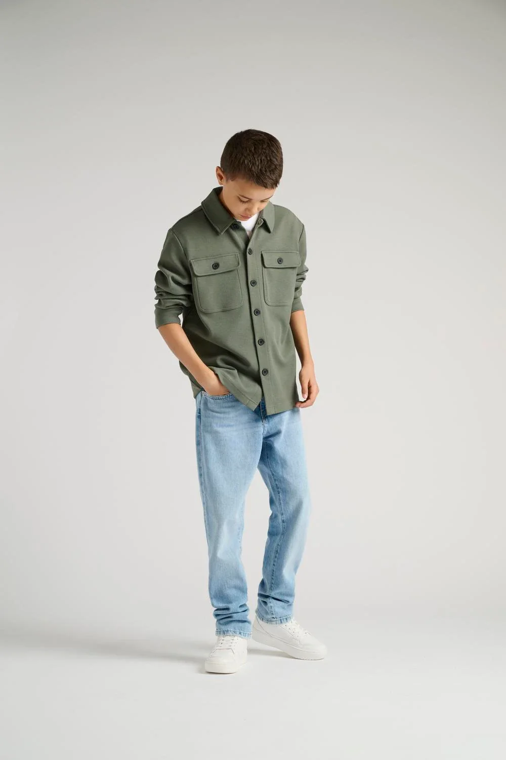 Only & Sons Junior Lasten Paitatakki, OSJNEW KODYL OVERSHIRT SWEAT Vaaleanvihreä - Image 3
