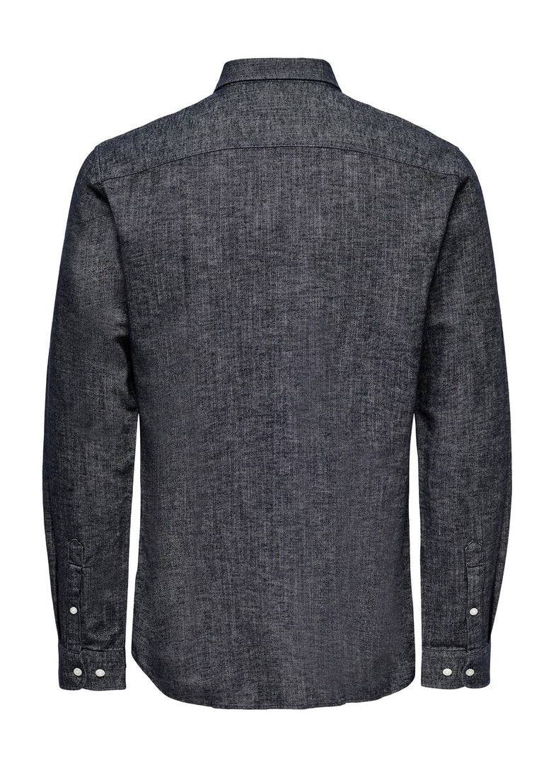 Only and Sons miesten pellavapaita Arlo Linen Shirt, Dark Navy - Image 2