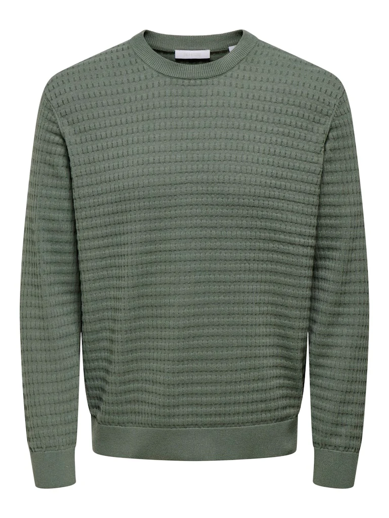 Only and Sons miesten neulepusero ONSBERRY REG 12 LS CREW KNIT FRML NOOS, Castor Gray - Image 2