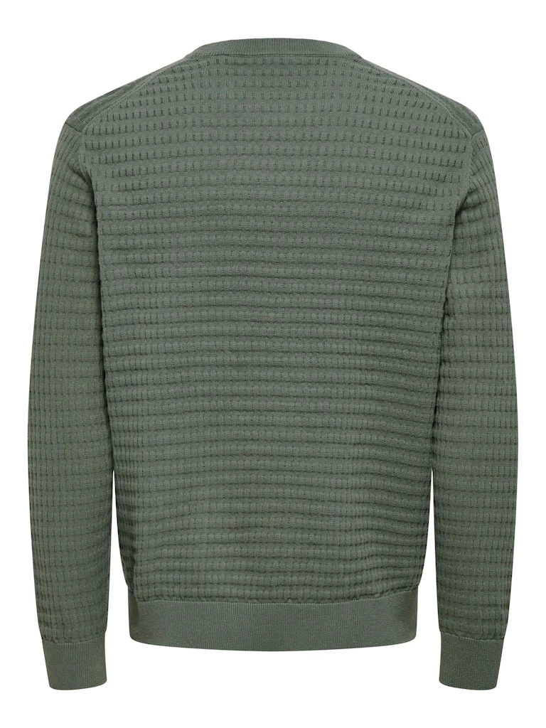 Only and Sons miesten neulepusero ONSBERRY REG 12 LS CREW KNIT FRML NOOS, Castor Gray - Image 3