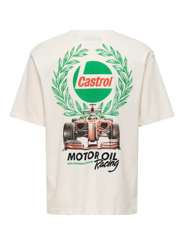 Only and Sons miesten t-paita ONSCastrol Life RLX SS Lic Tee, Whisper White Formula 1 C - Image 2