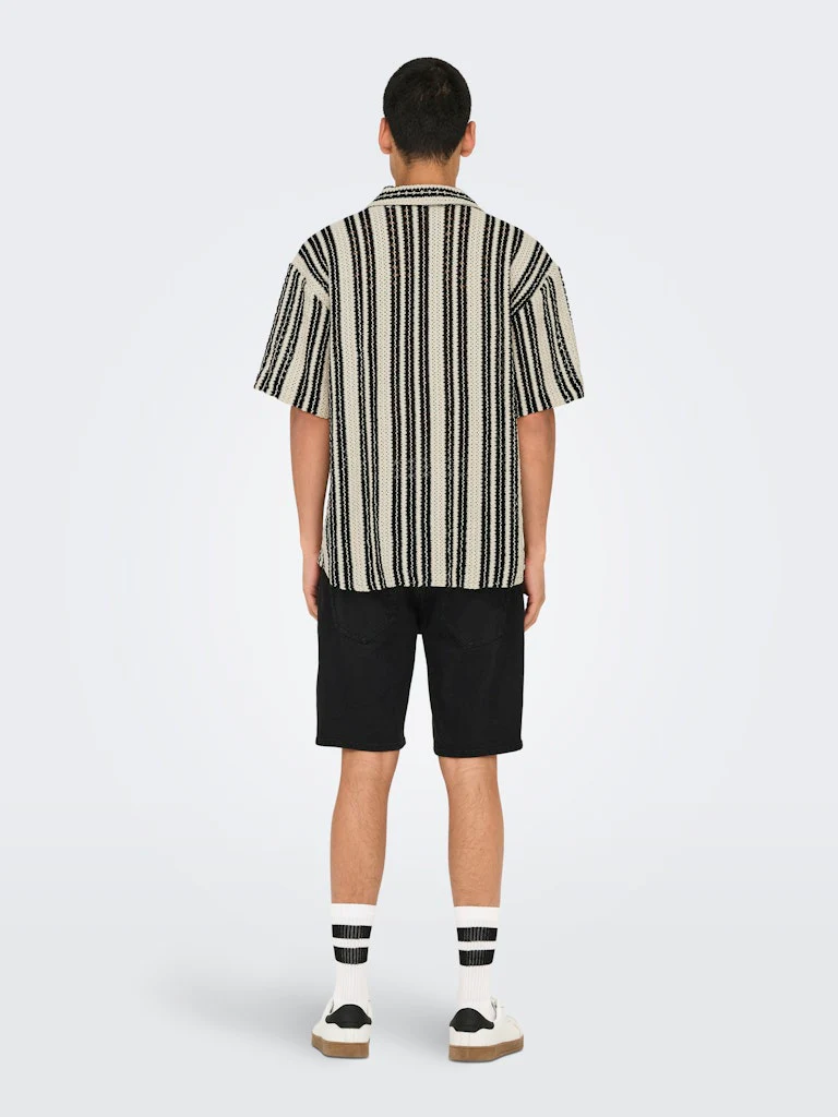 Only and Sons miesten paita ONSDani Crochet SS Shirt Noos, Cloud Dancer - Image 3