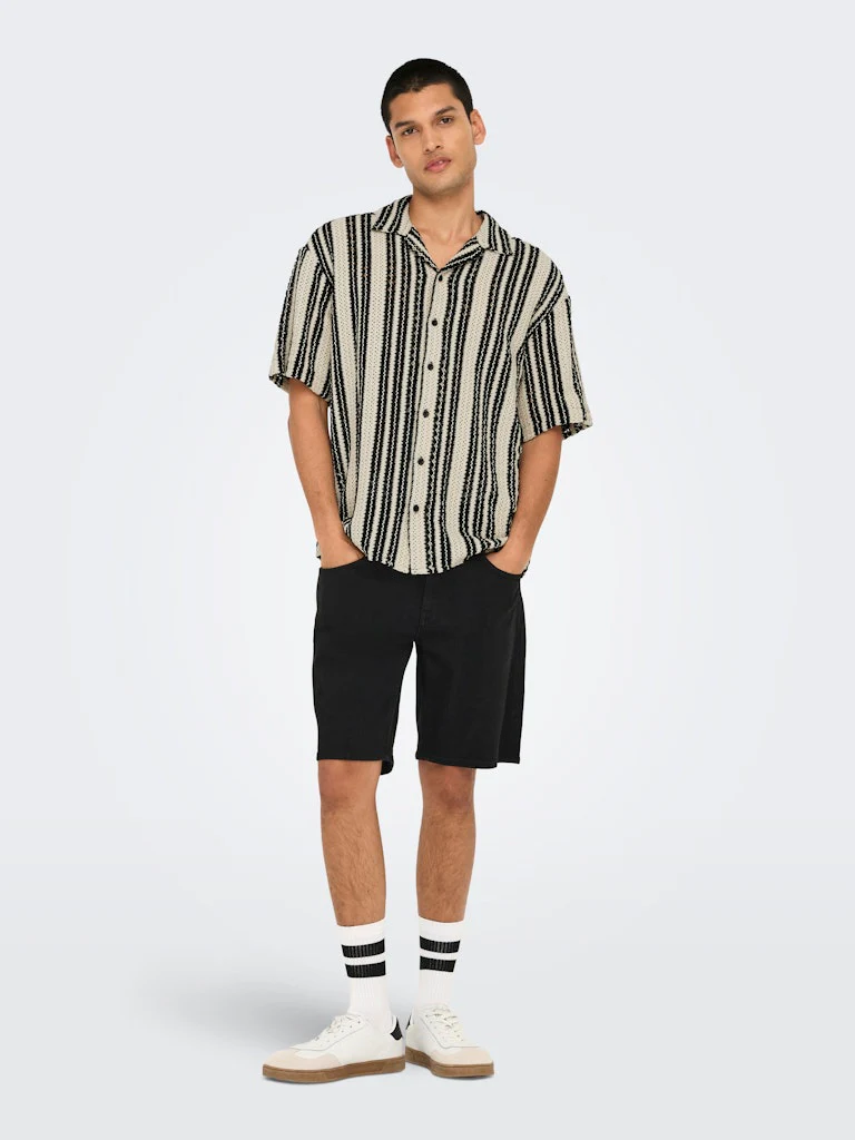 Only and Sons miesten paita ONSDani Crochet SS Shirt Noos, Cloud Dancer - Image 4