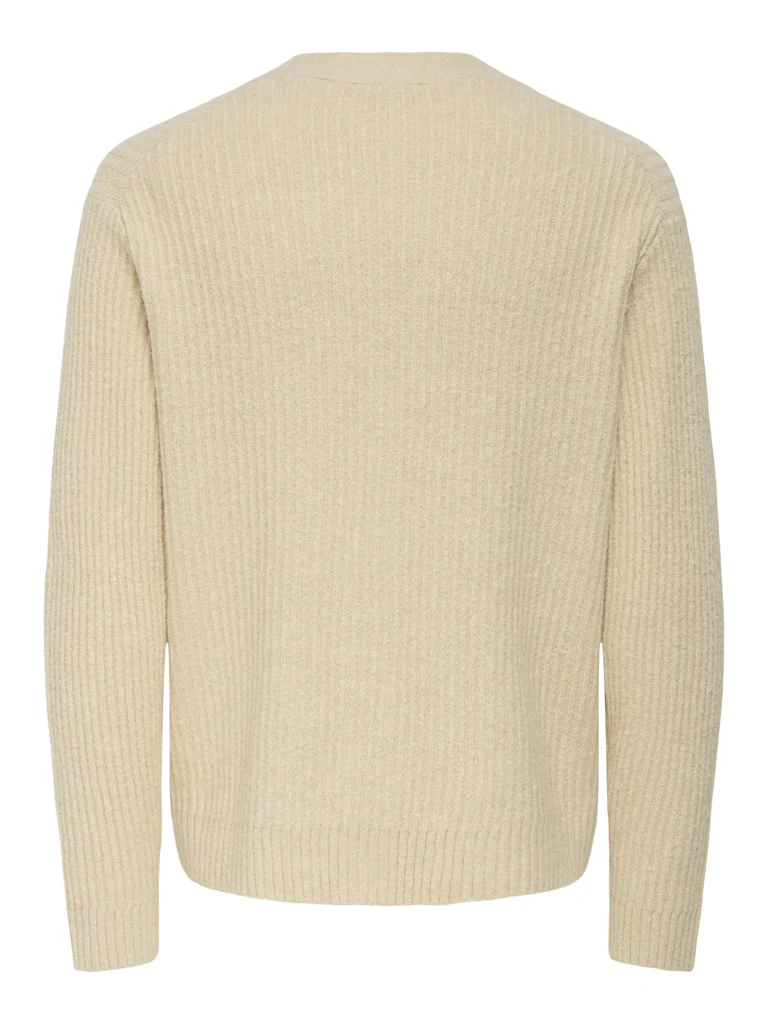 Only and Sons miesten neuletakki ONSFRAME RLX CARDIGAN KNIT, Oatmeal - Image 4