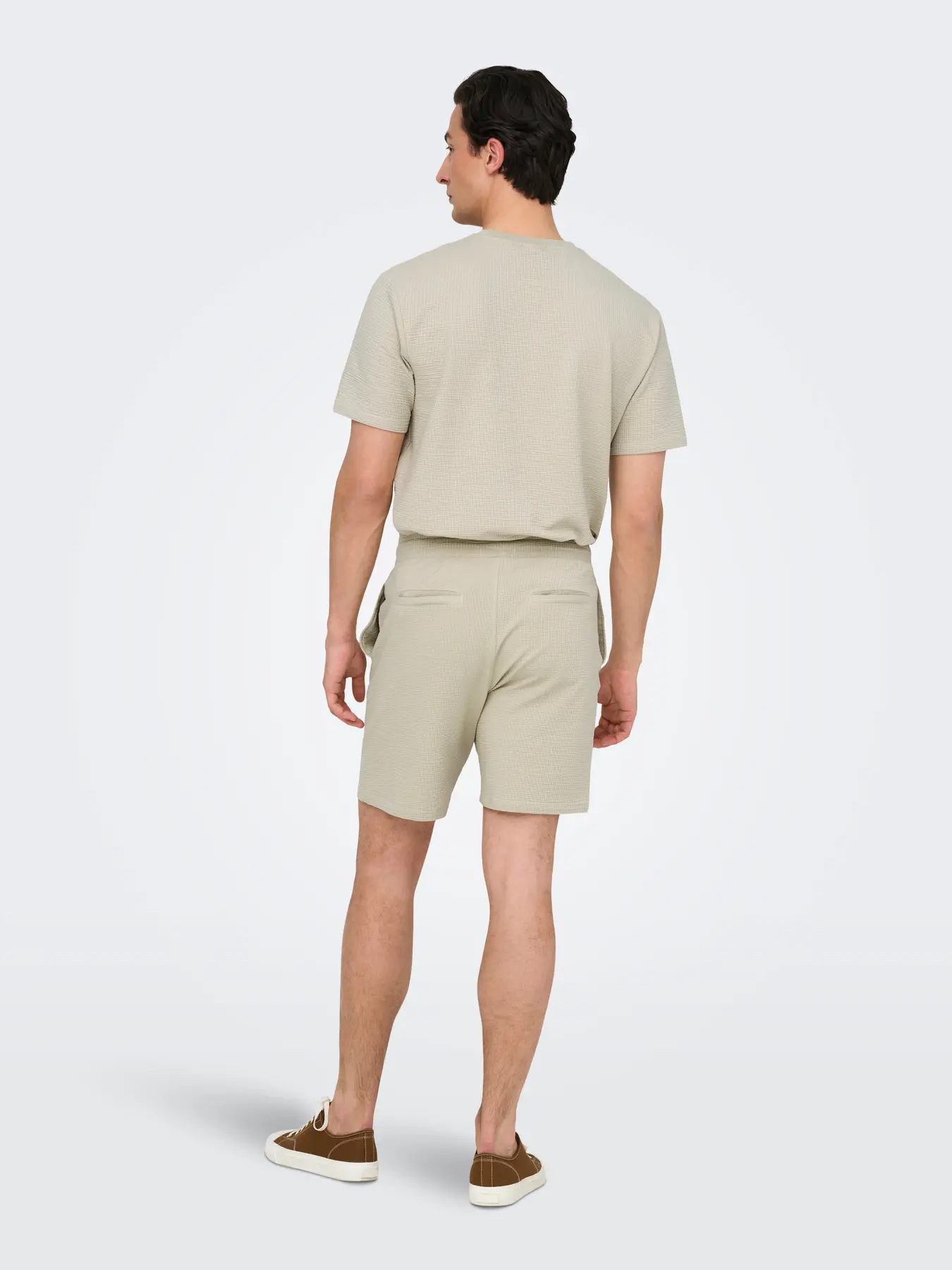 Only and Sons miesten shortsit ONSKIAN Life Reg Seersucker Shorts, silver lining - Image 2
