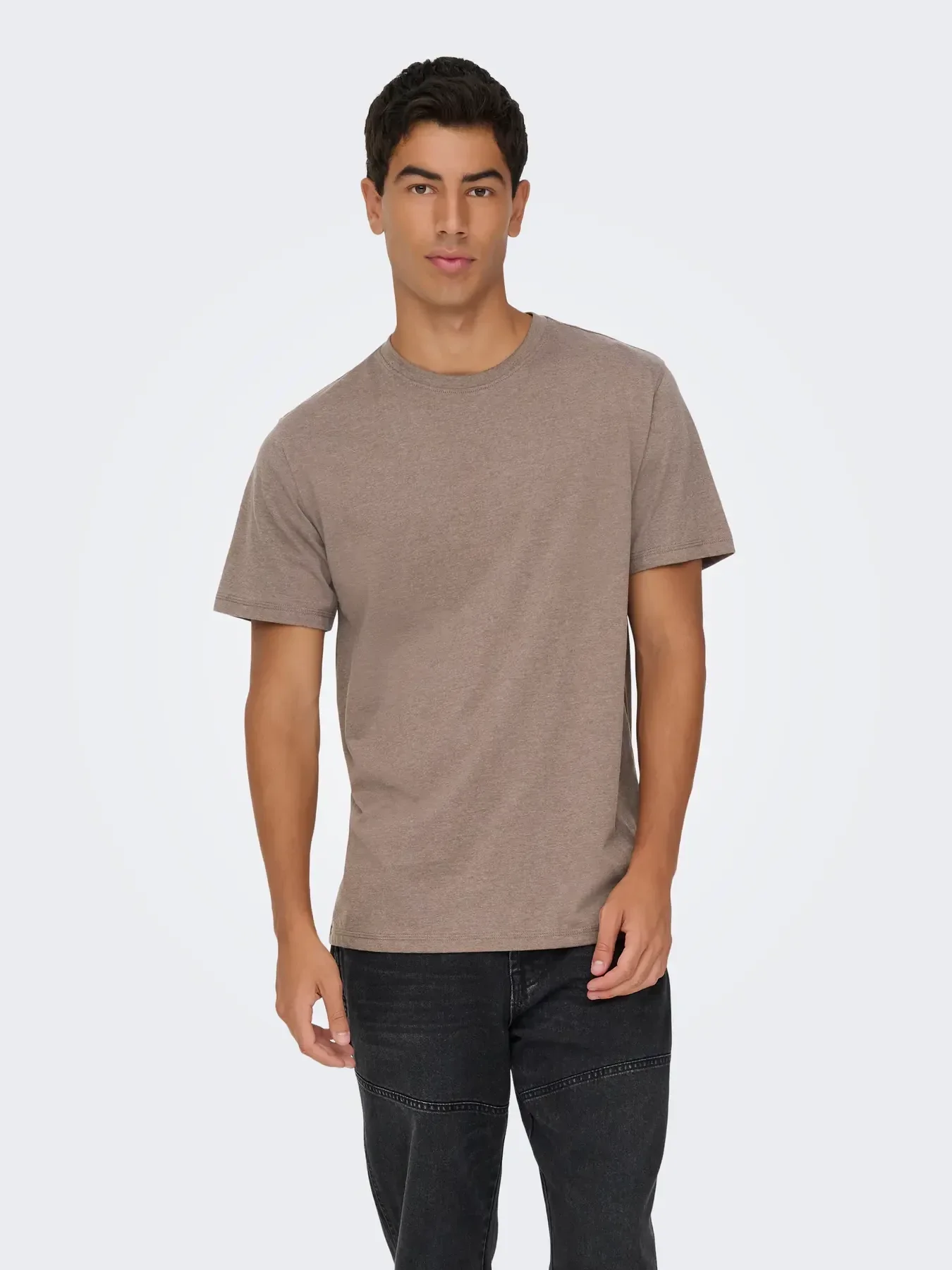 Only and Sons miesten t-paita ONSMAX LIFE SS STITCH TEE NOOS, Falcon melange