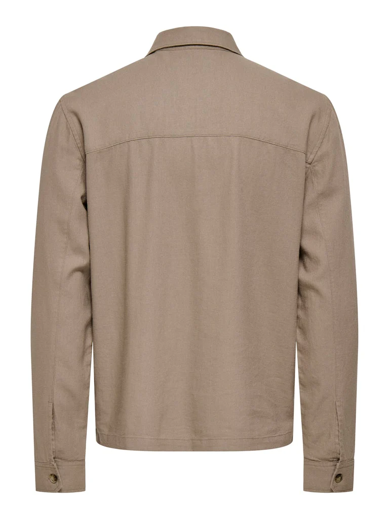 Only and Sons miesten paitatakki ONSTROY Zip Shirt, Desert Taupe - Image 2