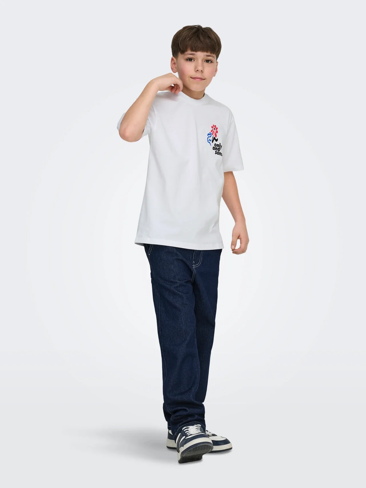 Only and Sons Junior lasten t-paita OSJFRED Laurent Flow, valkoinen - Image 4