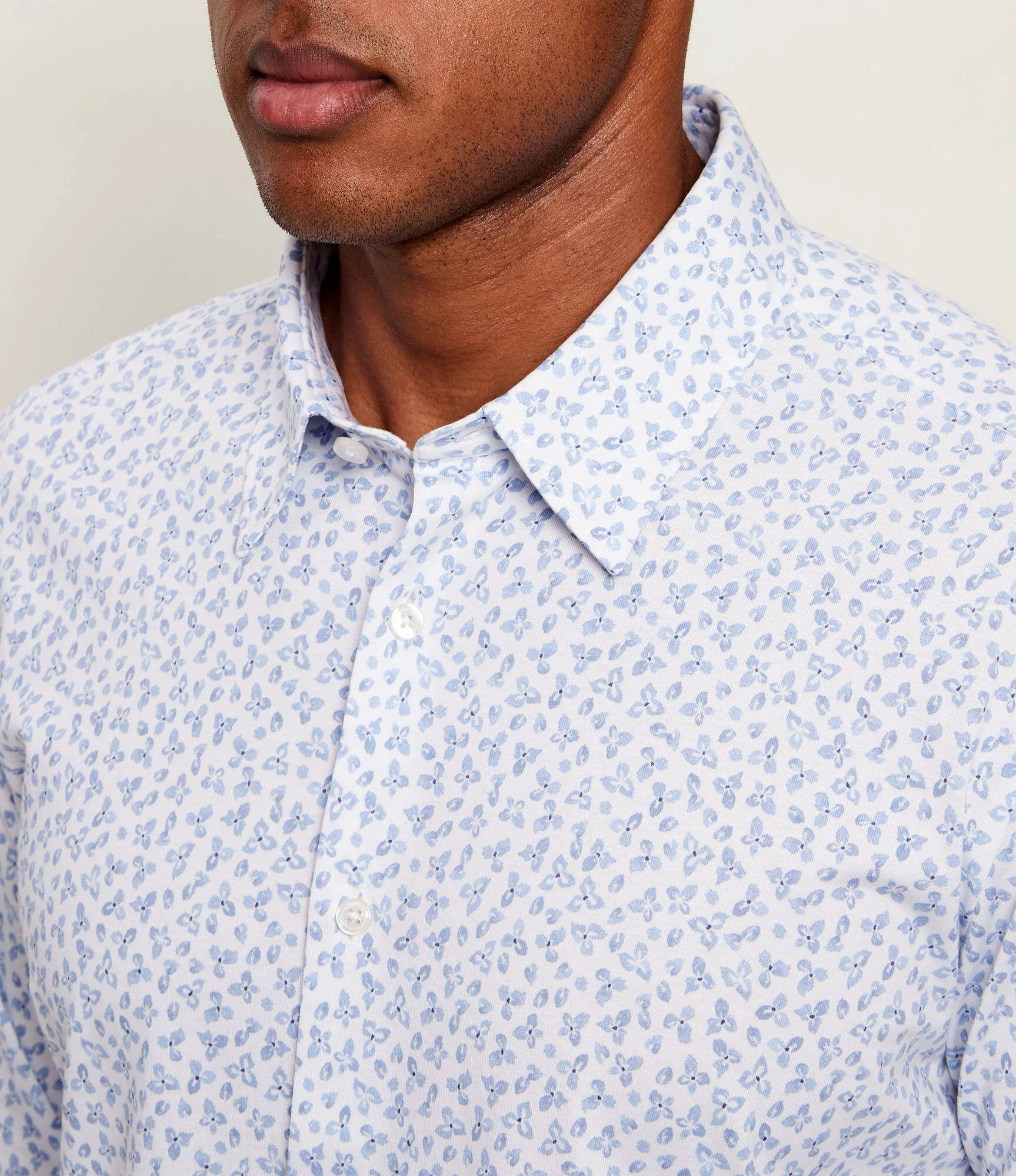 Hugo Boss miesten kauluspaita P-ROAN-K-F-261 Jersey Strech Shirt, valkopohjainen kuosi - Image 3