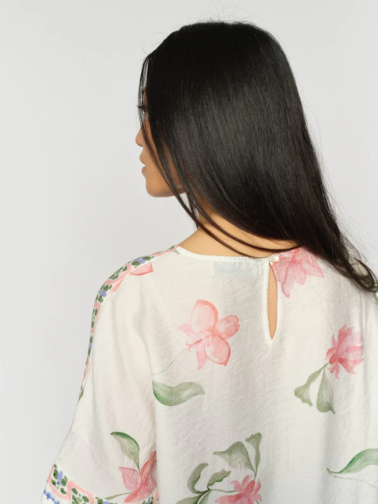 Mos Mosh naisten pusero Palma Big Orchid Blouse, valkopohjainen kuosi - Image 2