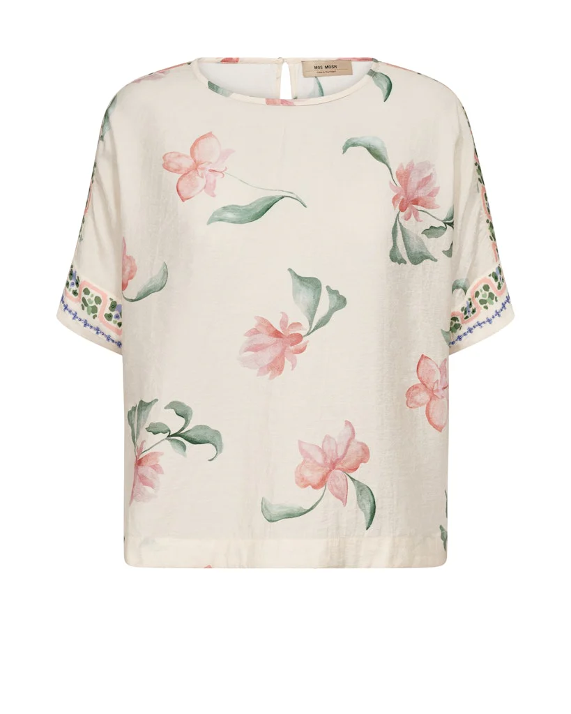 Mos Mosh naisten pusero Palma Big Orchid Blouse, valkopohjainen kuosi - Image 3