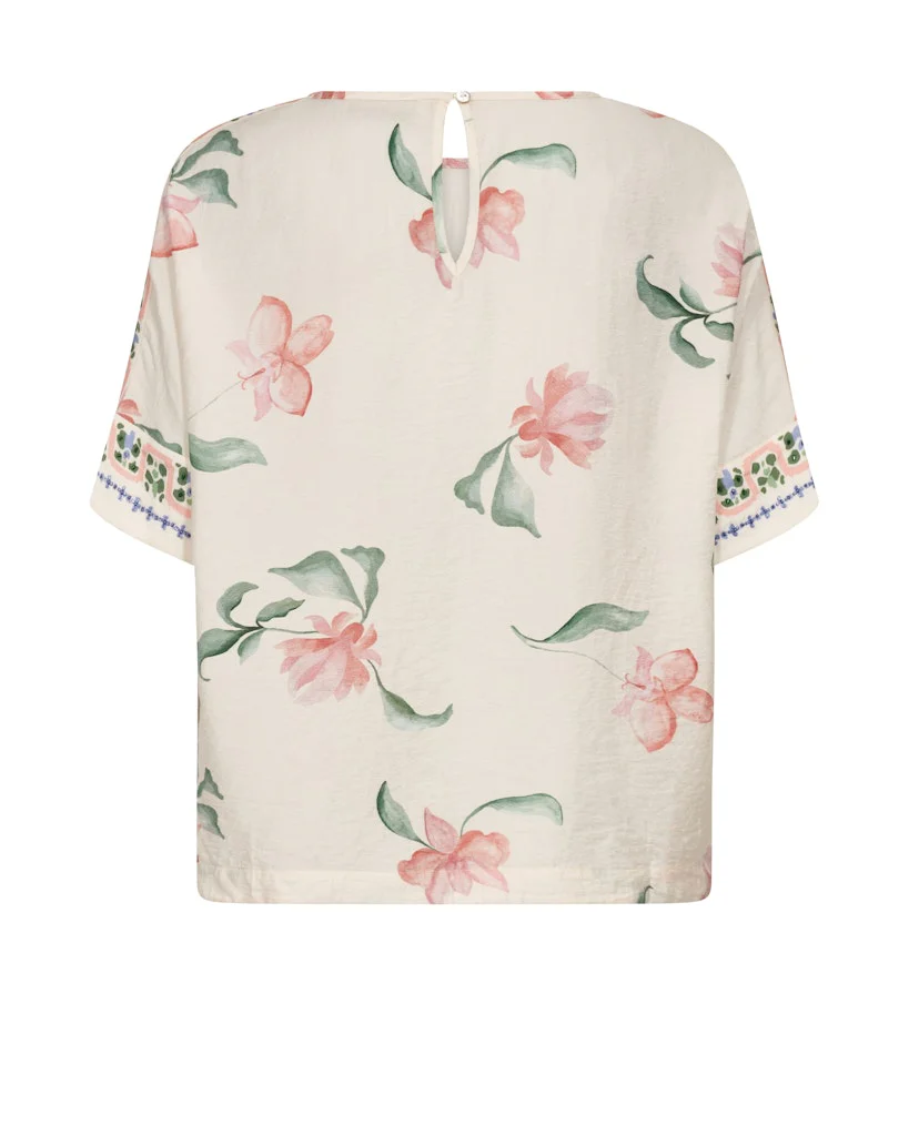 Mos Mosh naisten pusero Palma Big Orchid Blouse, valkopohjainen kuosi - Image 4