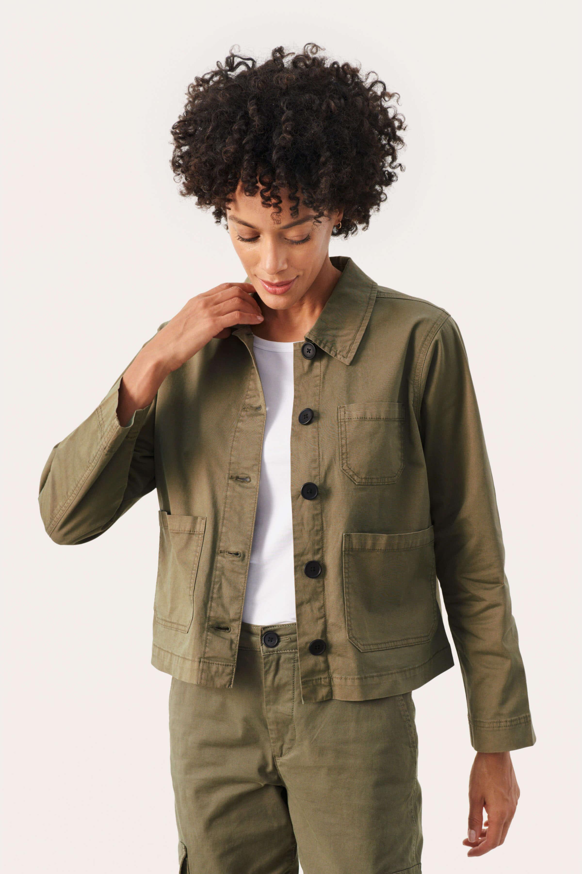 Part Two Naisten Lyhyt Puuvillatakki, FREDA JACKET Khaki - Image 3