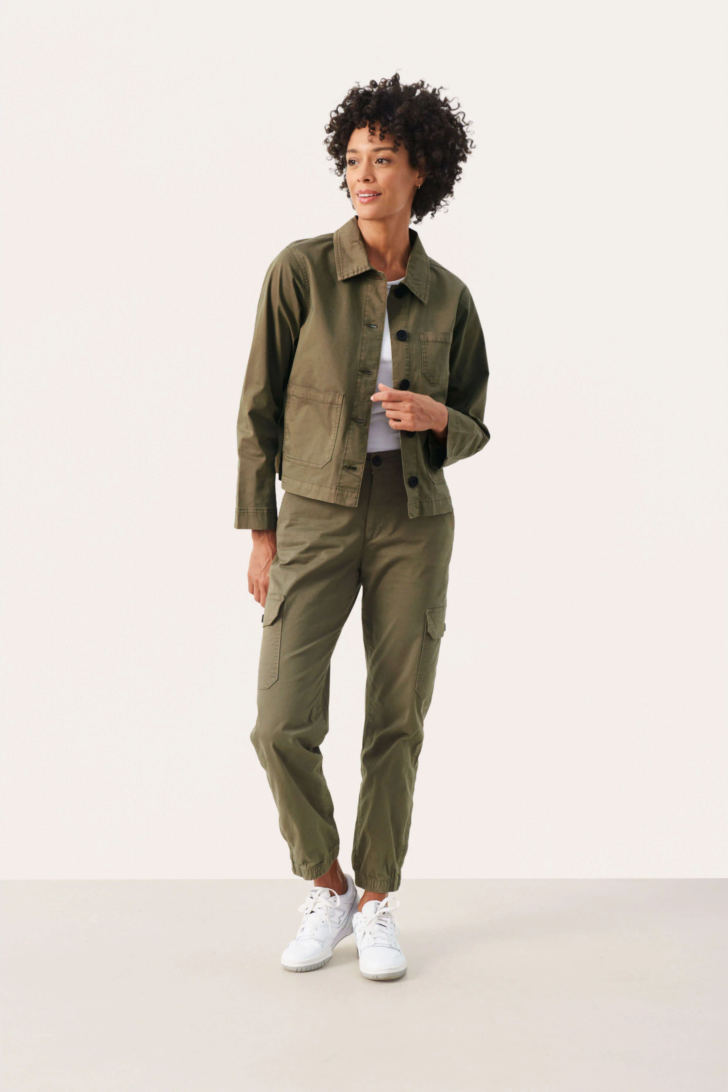 Part Two Naisten Lyhyt Puuvillatakki, FREDA JACKET Khaki - Image 4