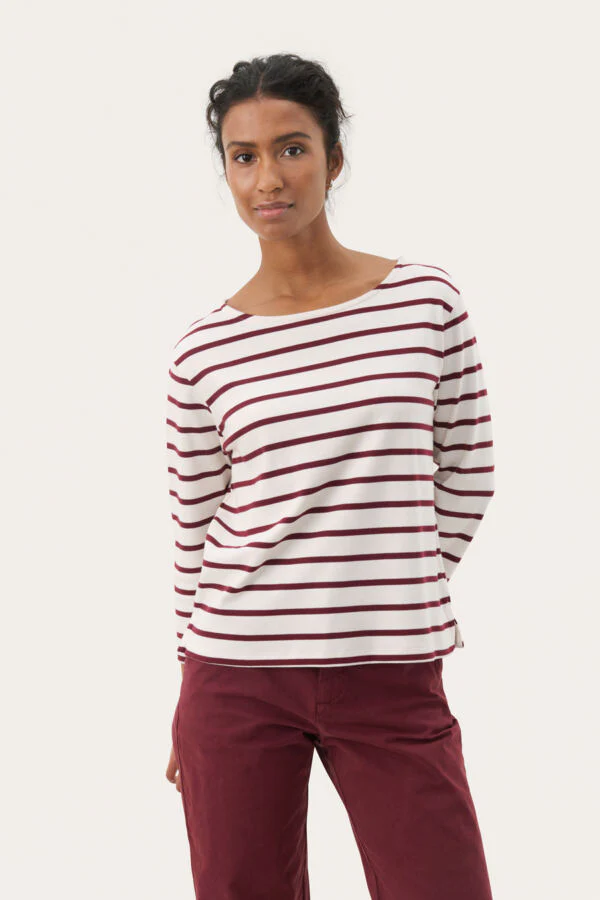 Part Two naisten paita, NELAPW TS Tawny Port Stripe