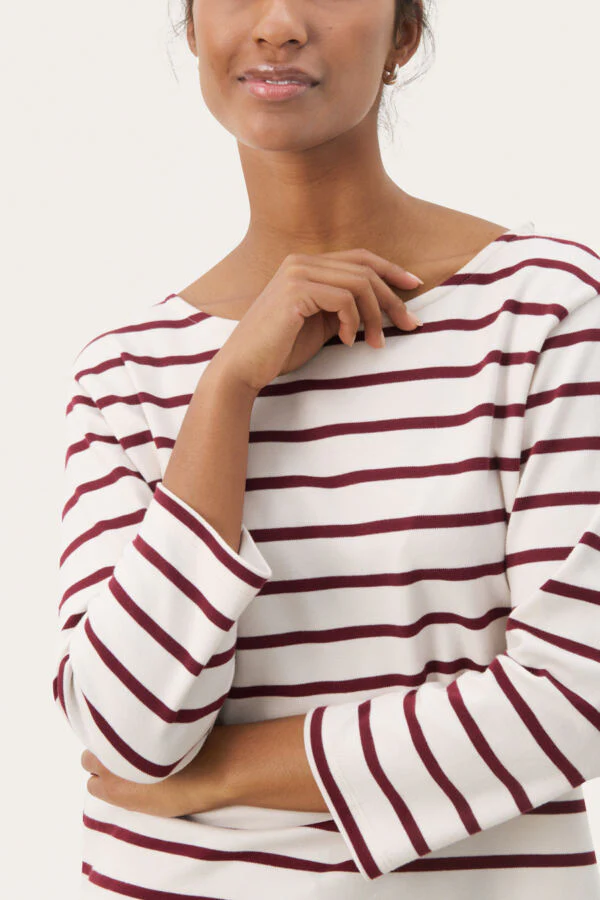 Part Two naisten paita, NELAPW TS Tawny Port Stripe - Image 3