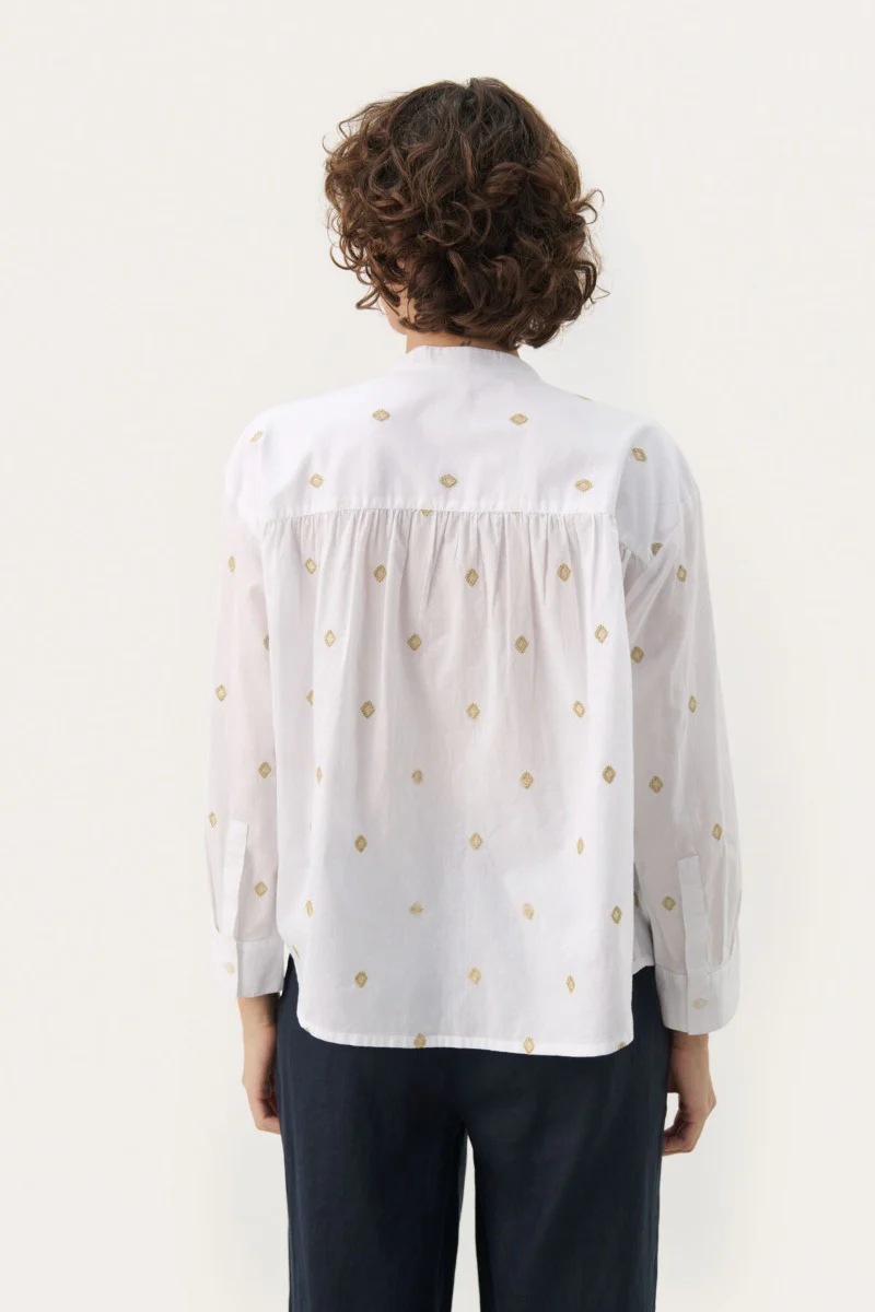Part Two naisten pusero, Natalepw blouse Bright White Gold Embroid - Image 4