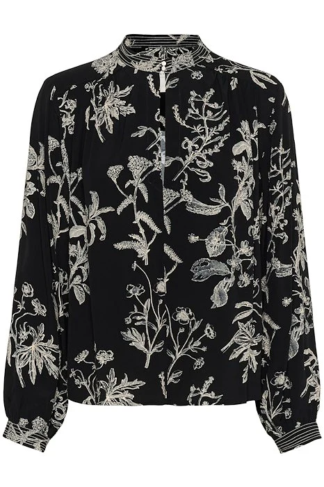 Part Two naisten pusero, SHIROMAPW BL Black Botanical Prin