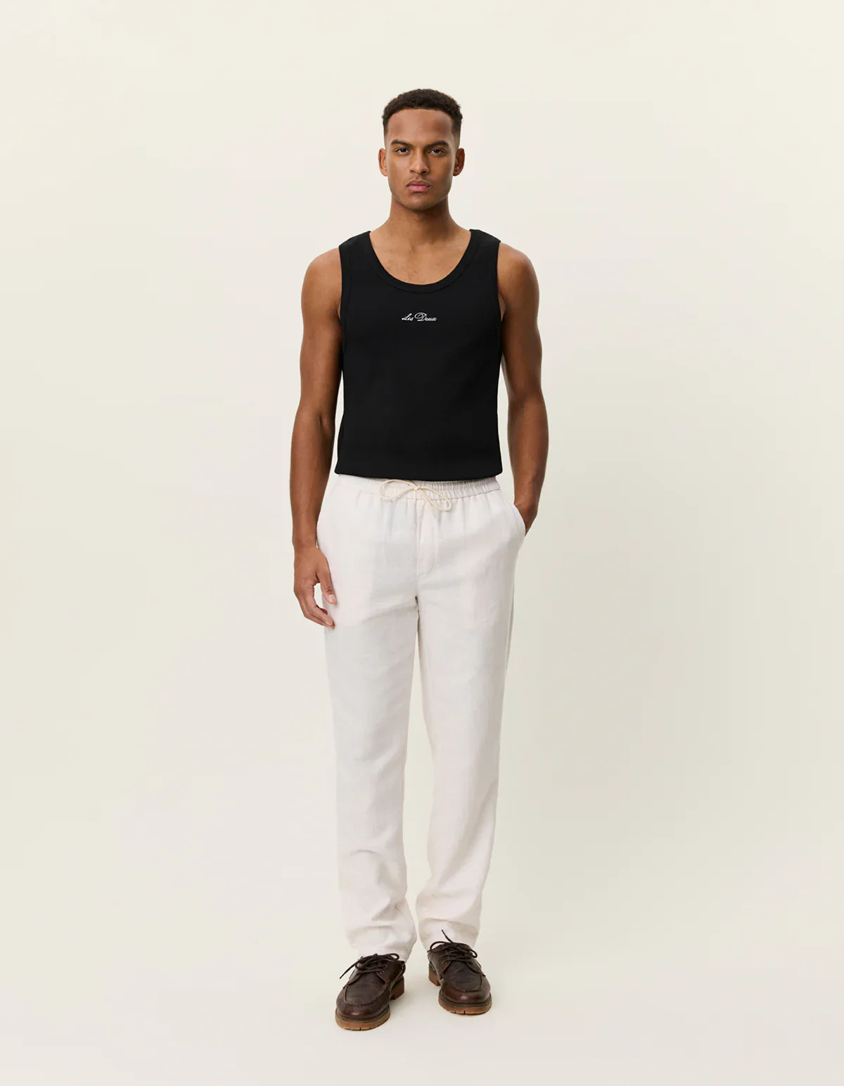 Les Deux miesten housut Patrick Linen Pants, valkoinen