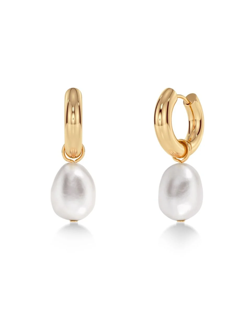 Edblad korvakorut Perla Hoops L Gold, Gold pleated