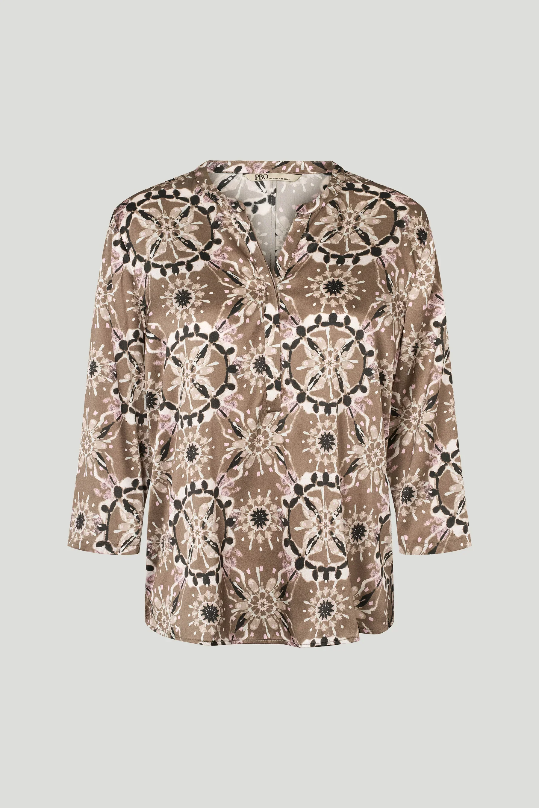 Philosophy Blues Original naisten pusero, SILKY BALI BLOUSE Ruskea Kuosillinen