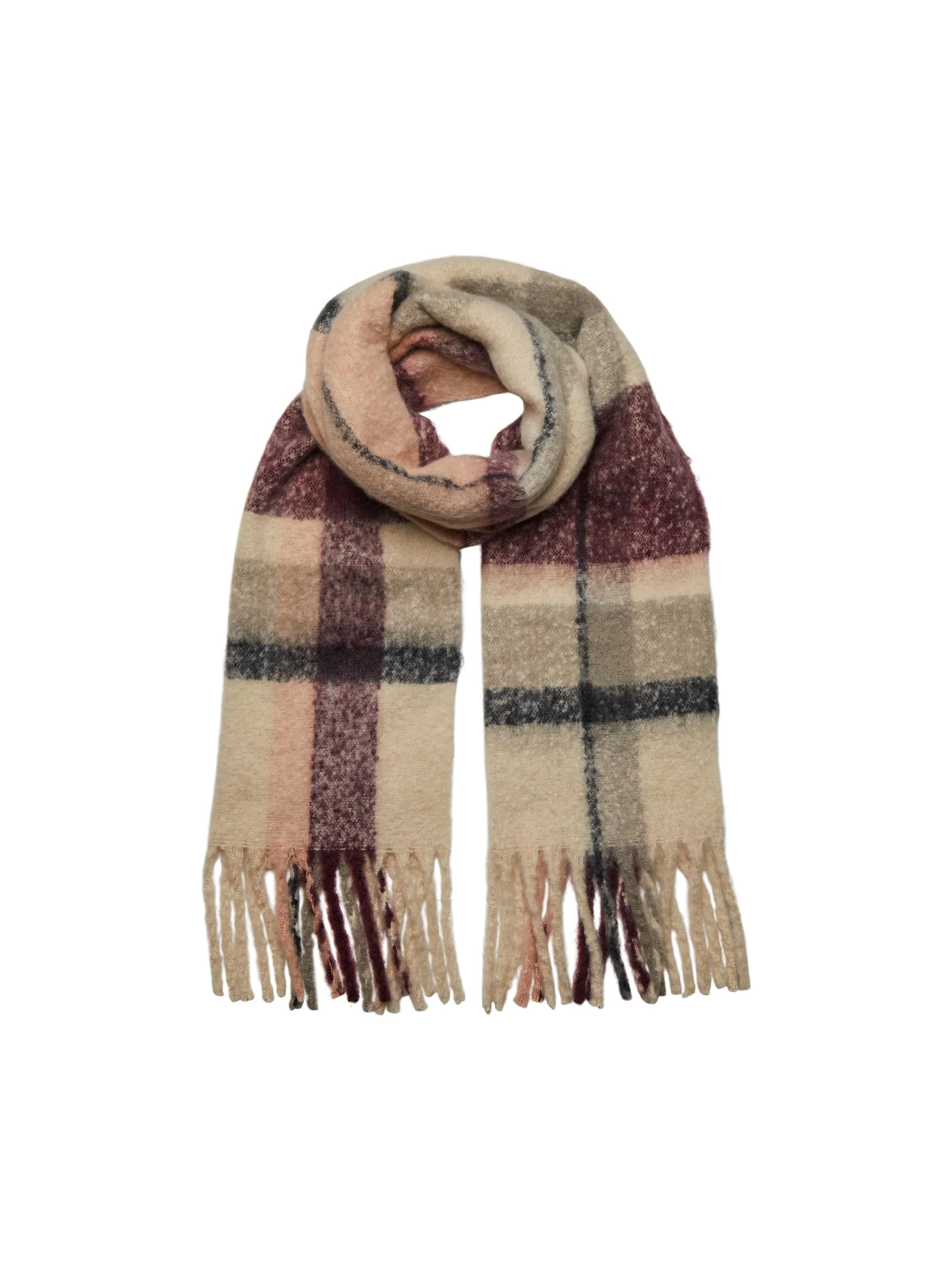 Pieces Kaulaliina Bea Long Scarf Noos Viininpunainen Kuosi