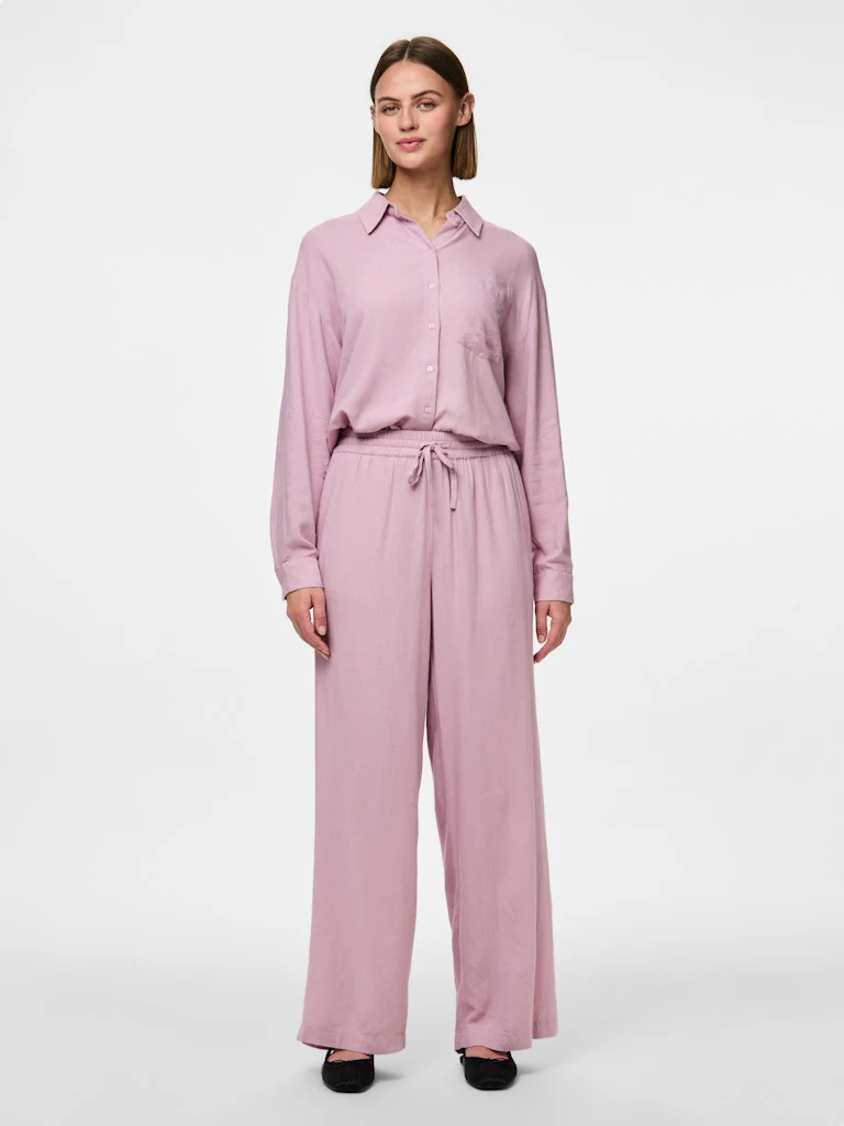 Pieces naisten housut, PCPIA HW WIDE PANTS  Dawn Pink