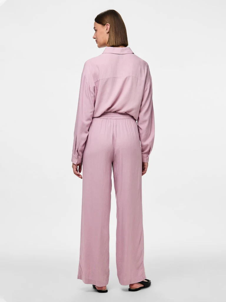 Pieces naisten housut, PCPIA HW WIDE PANTS  Dawn Pink - Image 2