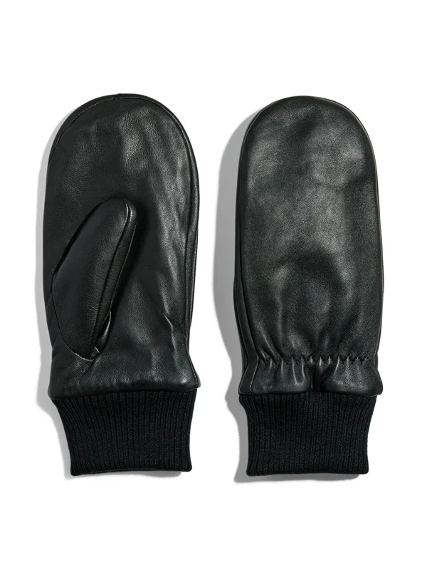 Pieces Naisten Nahkahanskat, PCNELLIE NEW LEATHER MITTENS NOOS Black
