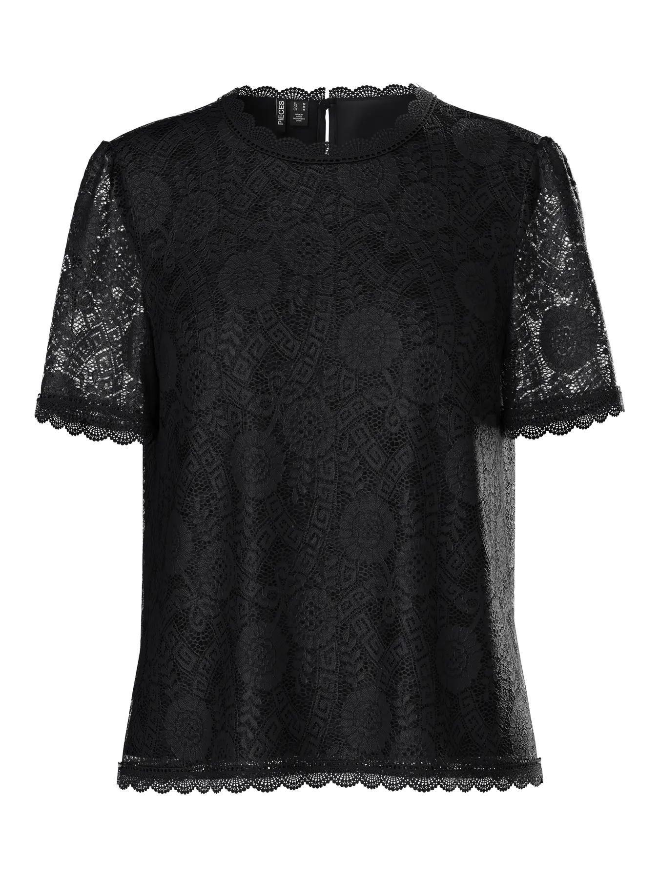 Pieces naisten toppi, PCOLLINE SS LACE TOP WVN Black - Image 2