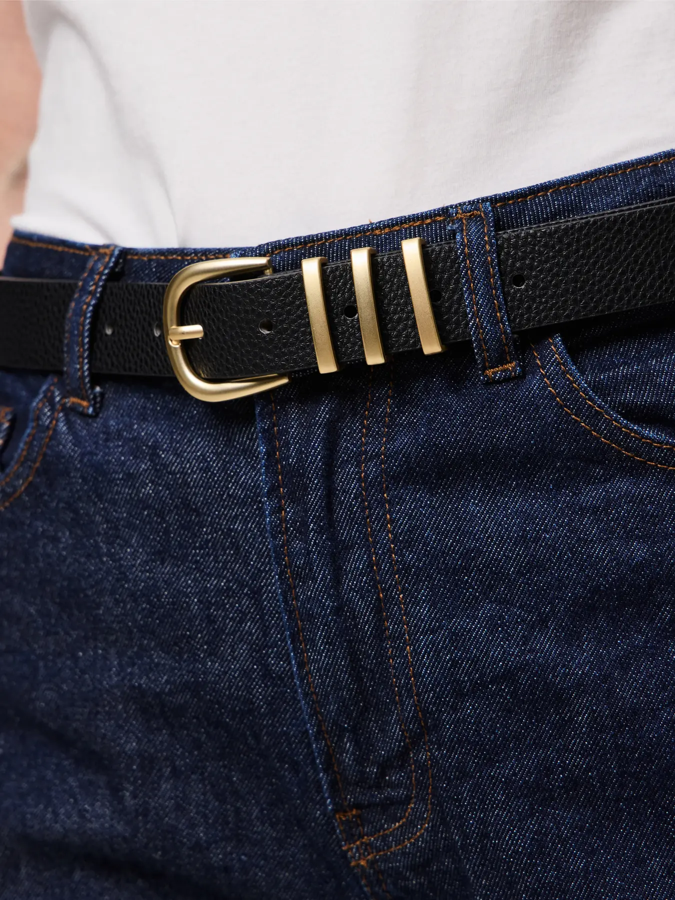 Pieces naisten vyö, PCLEA JEANS BELT Black Black W/Gold - Image 3