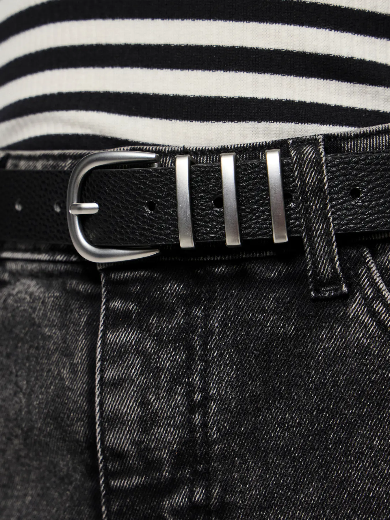 Pieces naisten vyö, PCLEA JEANS BELT Black Black W/Silver - Image 4
