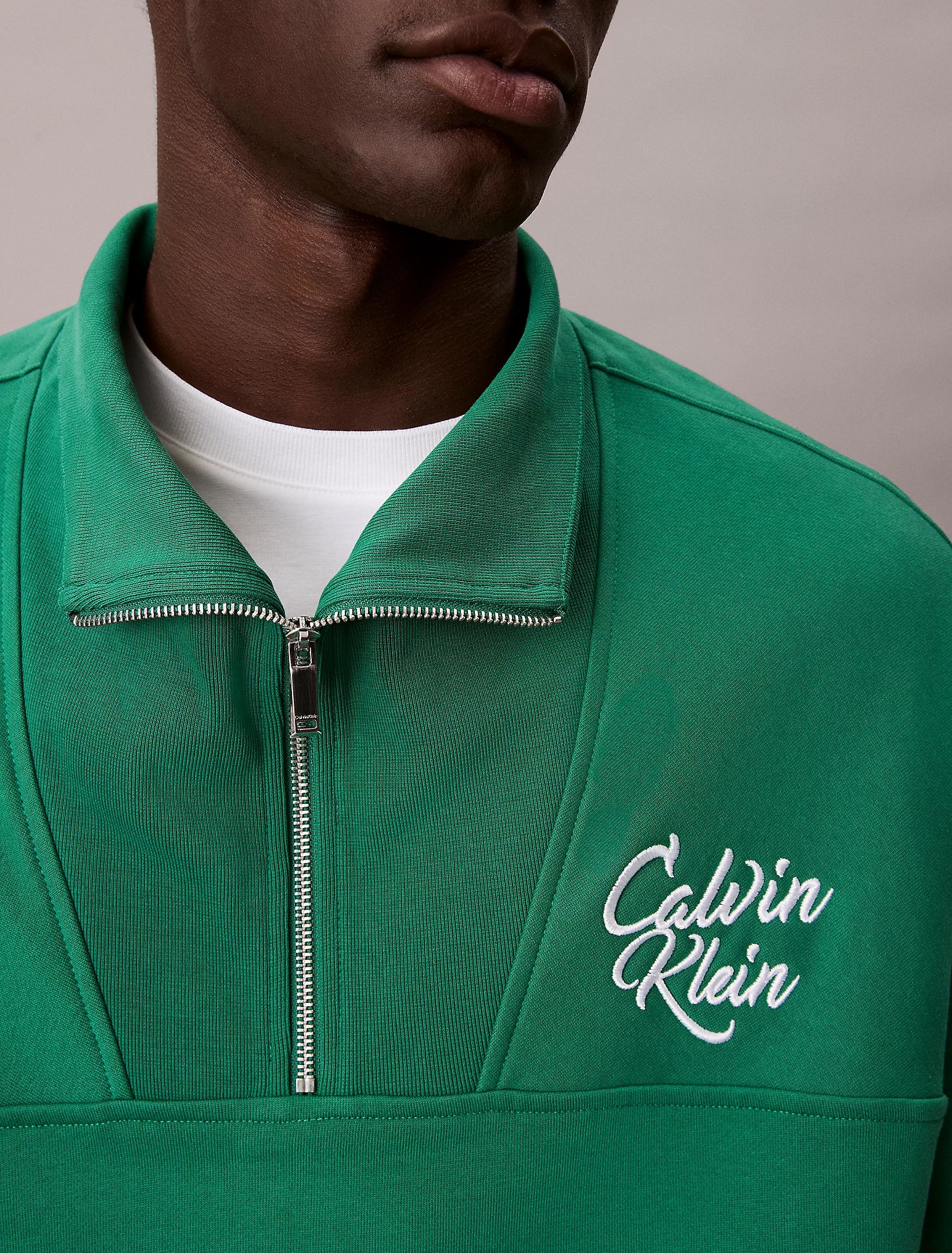 Calvin Klein Jeans miesten collegepaita PREMIUM FLEECE LOGO FUNNEL NECK SWEATER, vihreä - Image 3