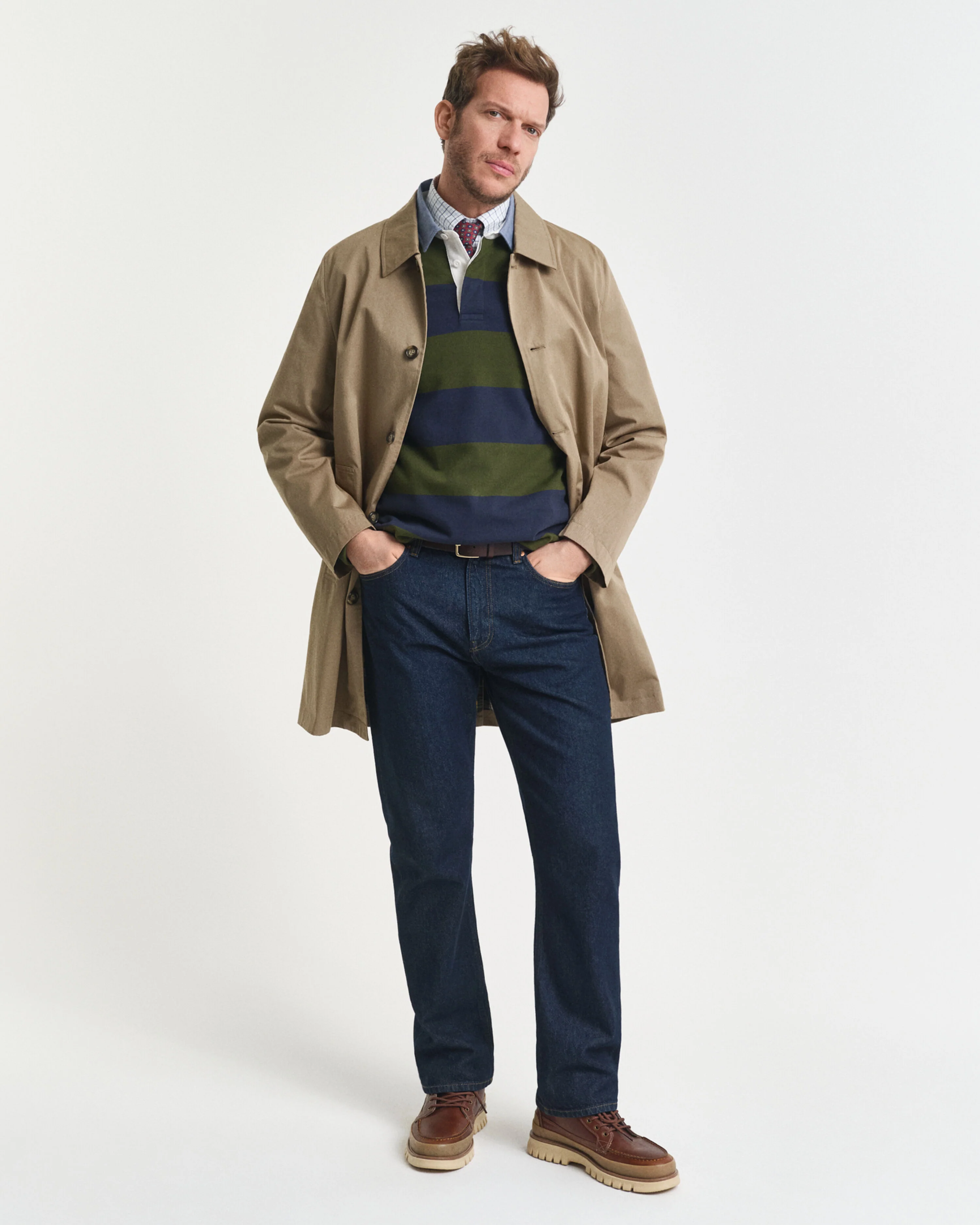 Gant miesten paita REG CHAMBRAY HEAVY RUGGER, raidallinen vihreä - Image 4