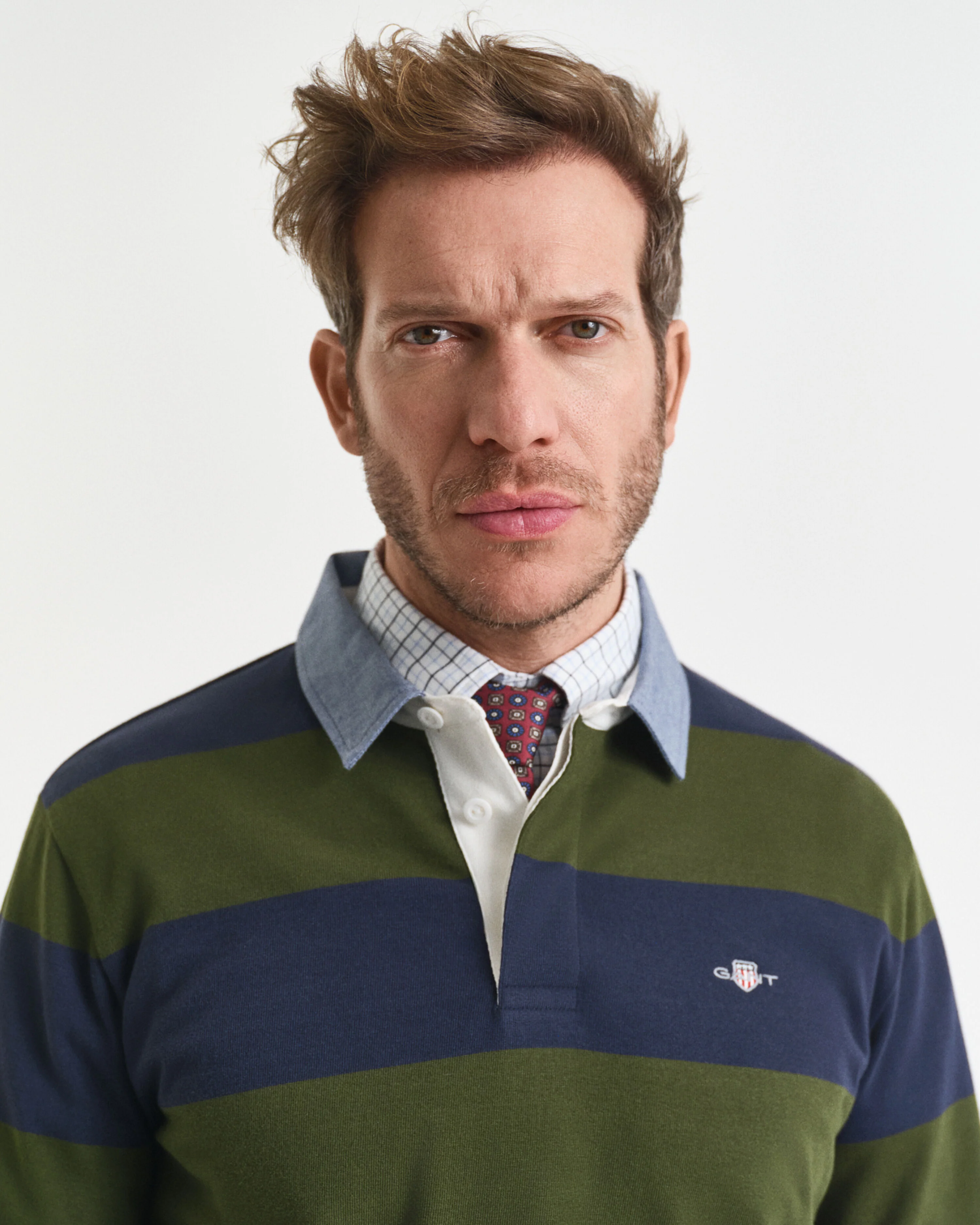 Gant miesten paita REG CHAMBRAY HEAVY RUGGER, raidallinen vihreä - Image 5