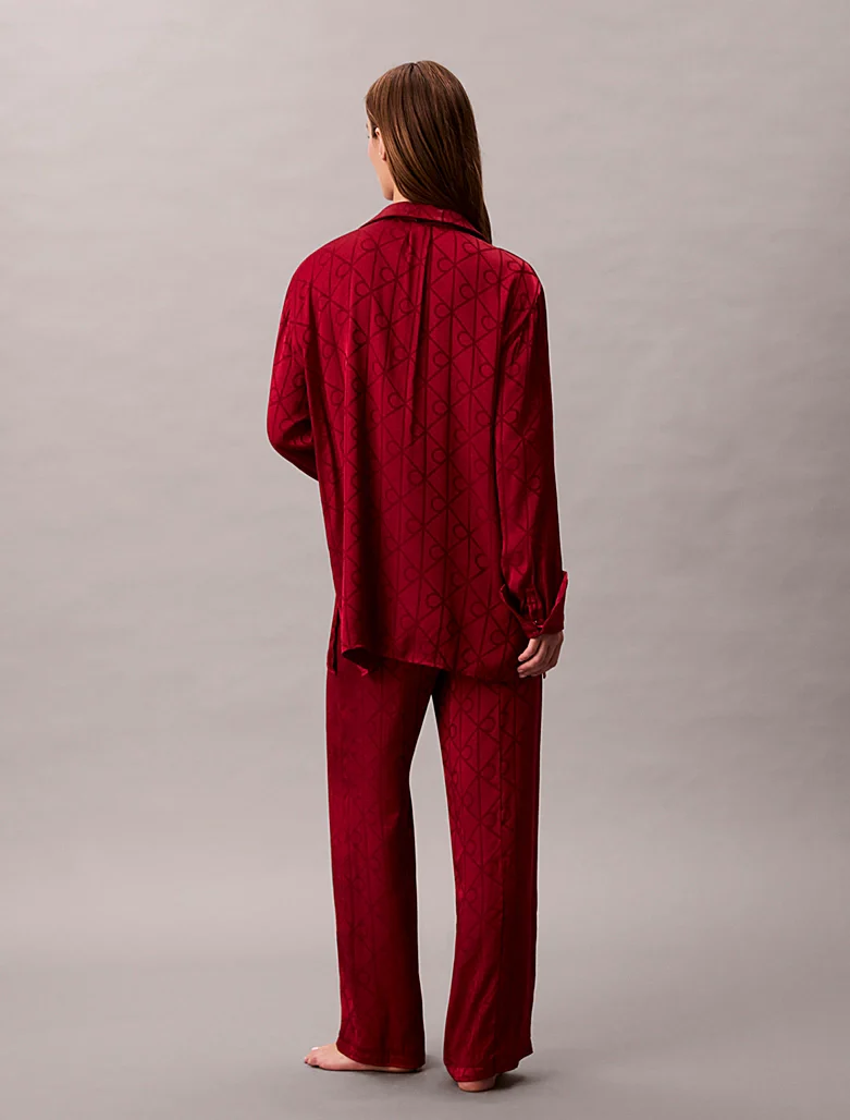 Calvin Klein naisten pyjamapaita, RELAXED AOP SHIRT PUNAINEN - Image 5