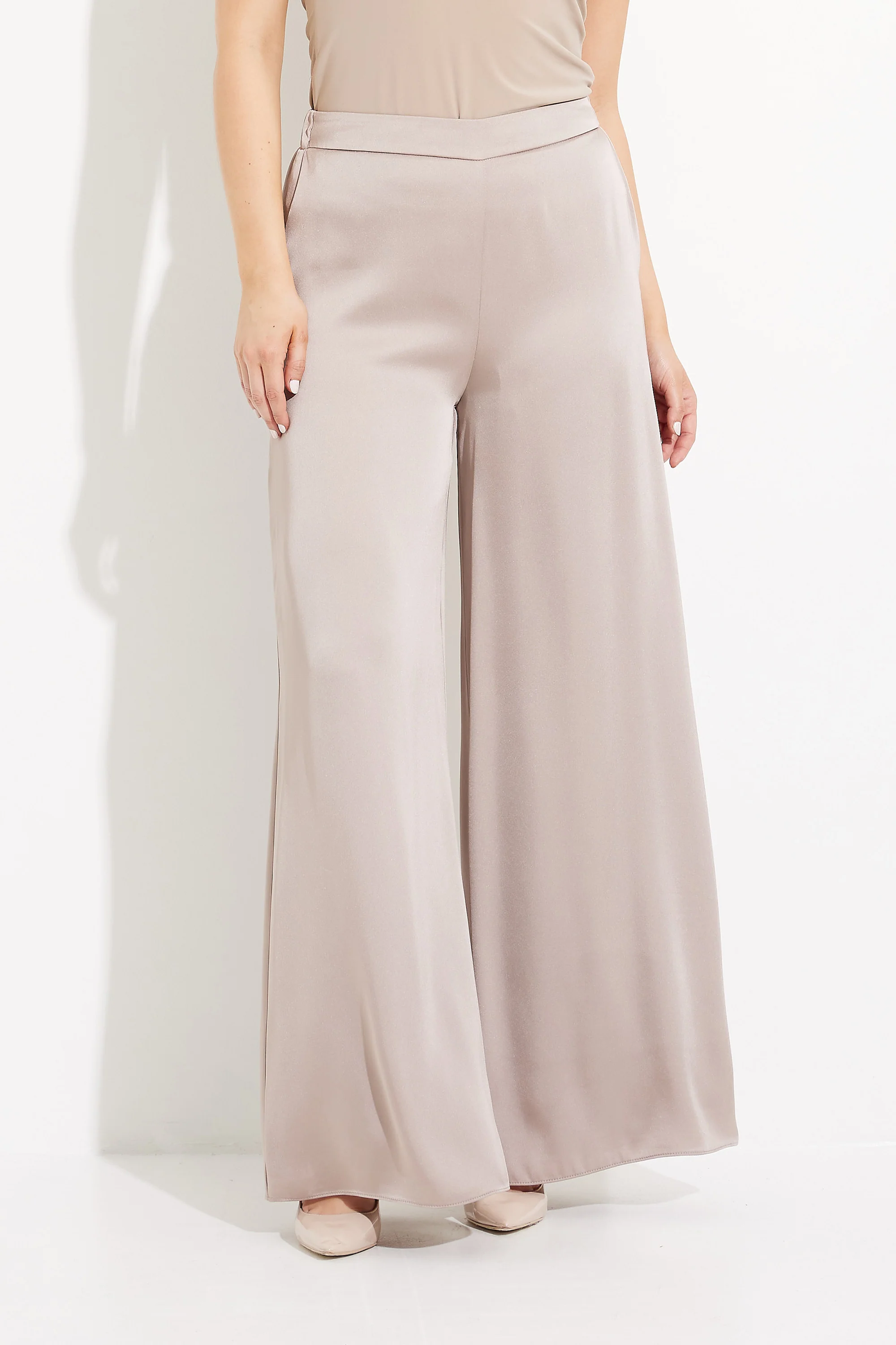 Ribkoff Naisten Housut, SATIN WIDE LEG PANTS Hiekka