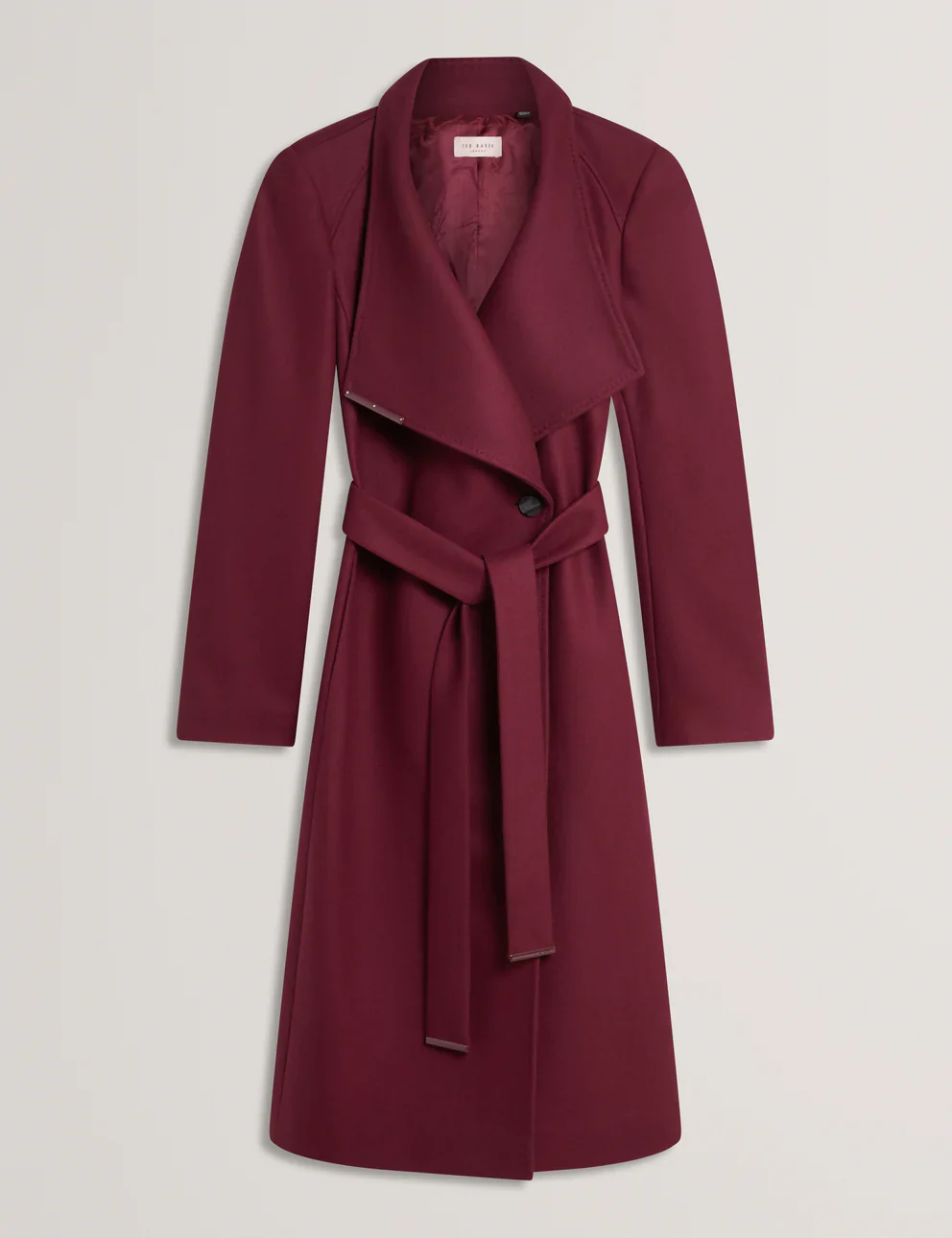 Ted Baker Rose Mid Length Belted Wool Wrap Coat, Viininpunainen - Image 7