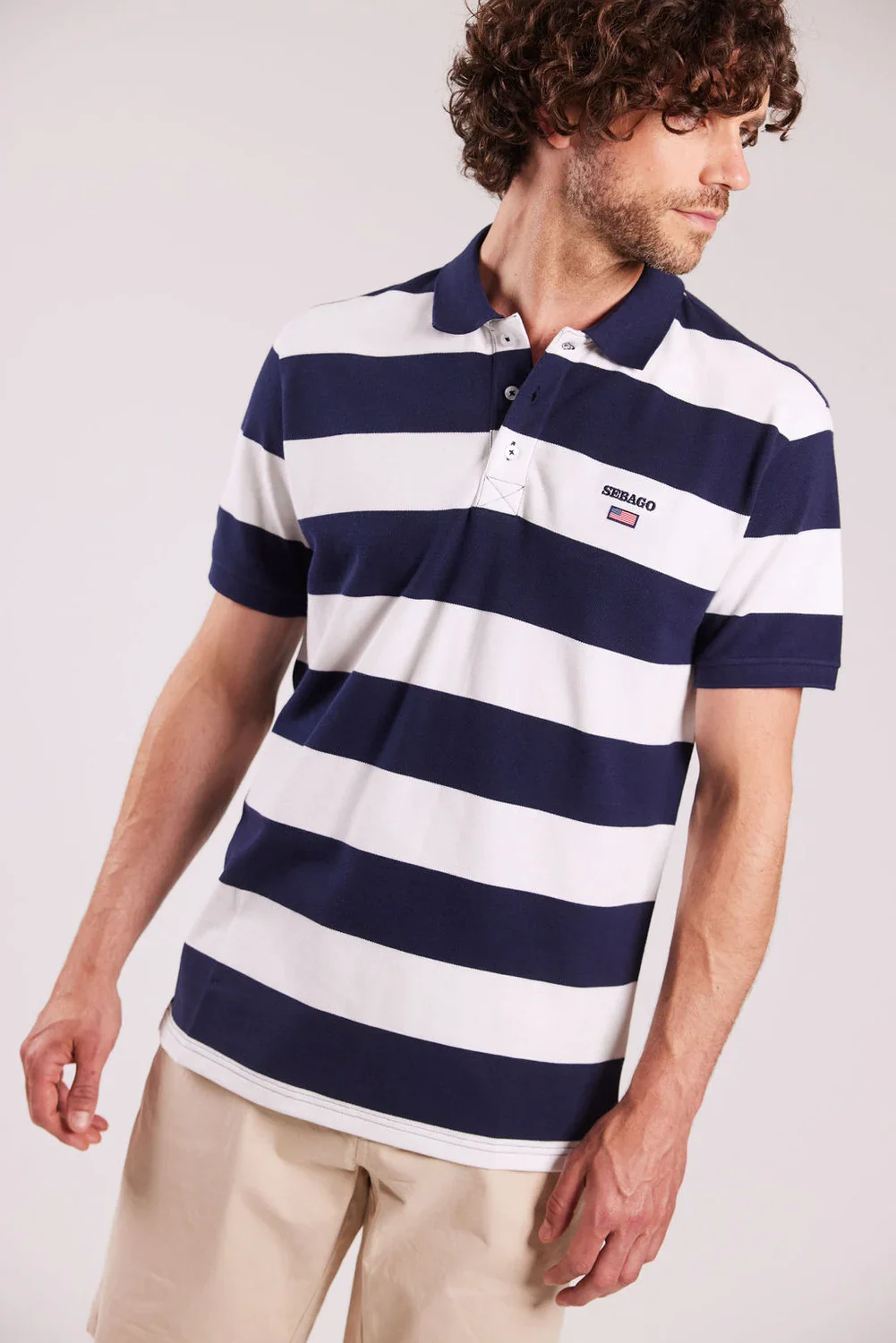 Sebago miesten pikeepaita, MICK BLOCK STRIPE PIQUE NOS Raidallinen Sininen - Image 2