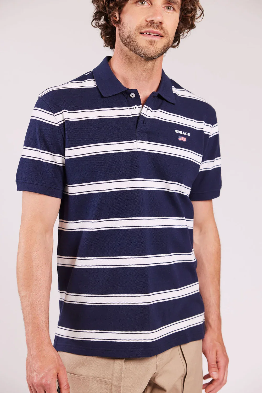 Sebago miesten pikeepaita, MILO STRIPED PIQUE NOS Raidallinen Sininen - Image 2