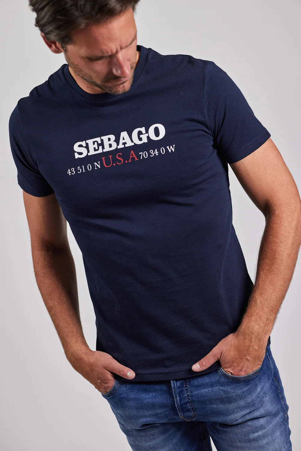 Sebago miesten t-paita, AUTHENTIC LOGO TEE Tummansininen - Image 2