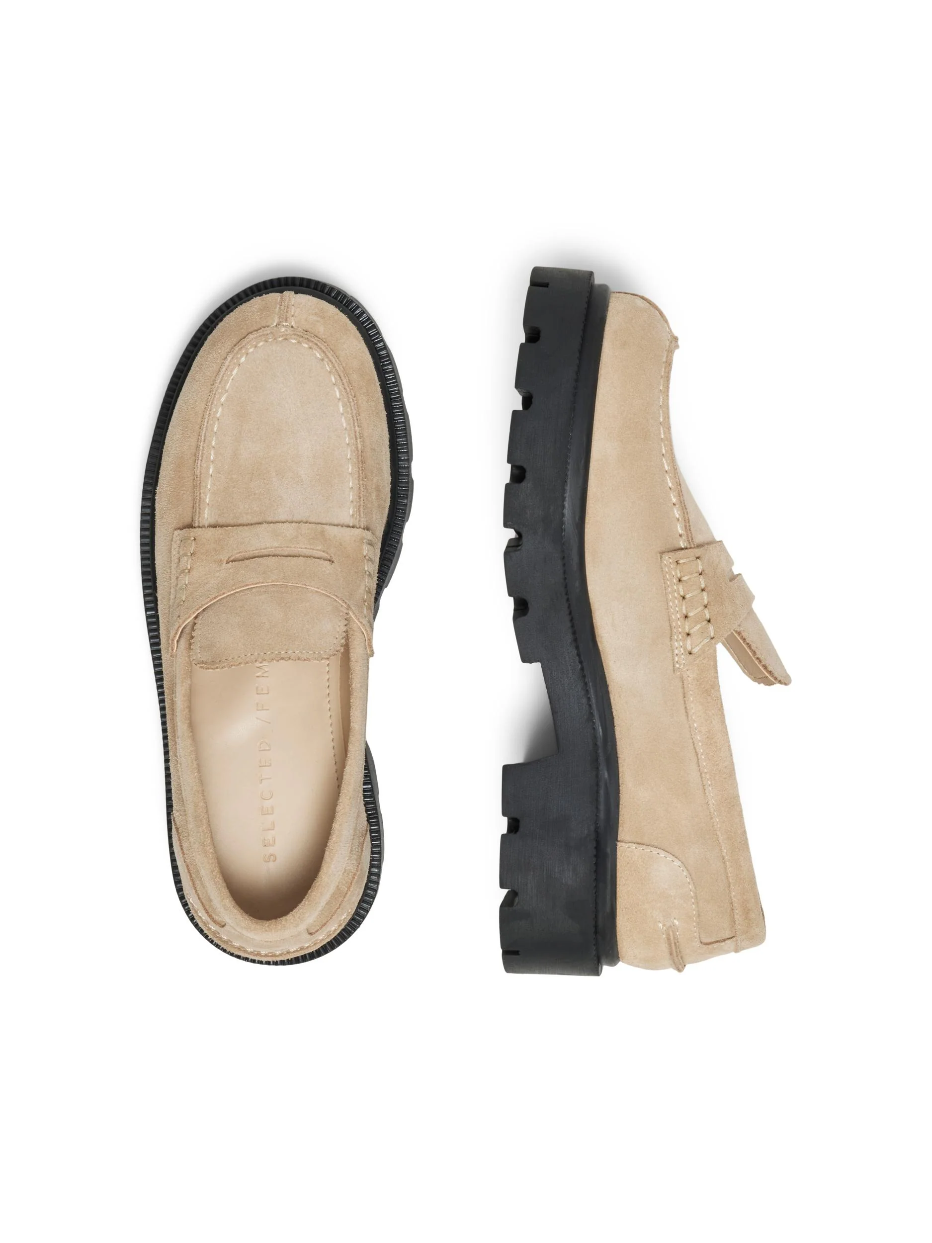 Selected Femme kengät, SLFEMMA SUEDE PENNY LOAFER Vaalea Beige - Image 4